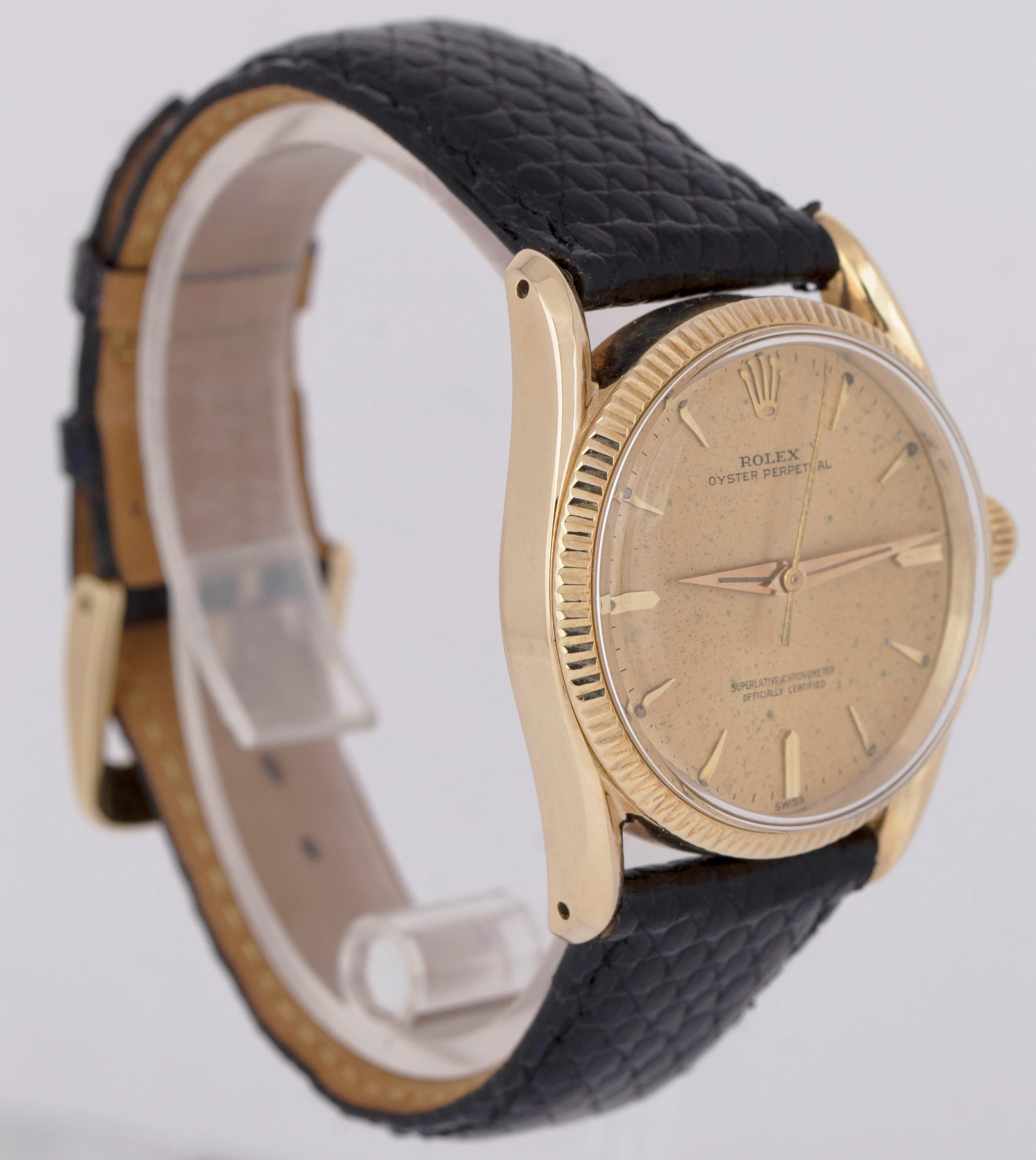 1952 Rolex Oyster Perpetual Bombay 14K Gold Champagne Automatic 33mm Watch 1011 - Image 3