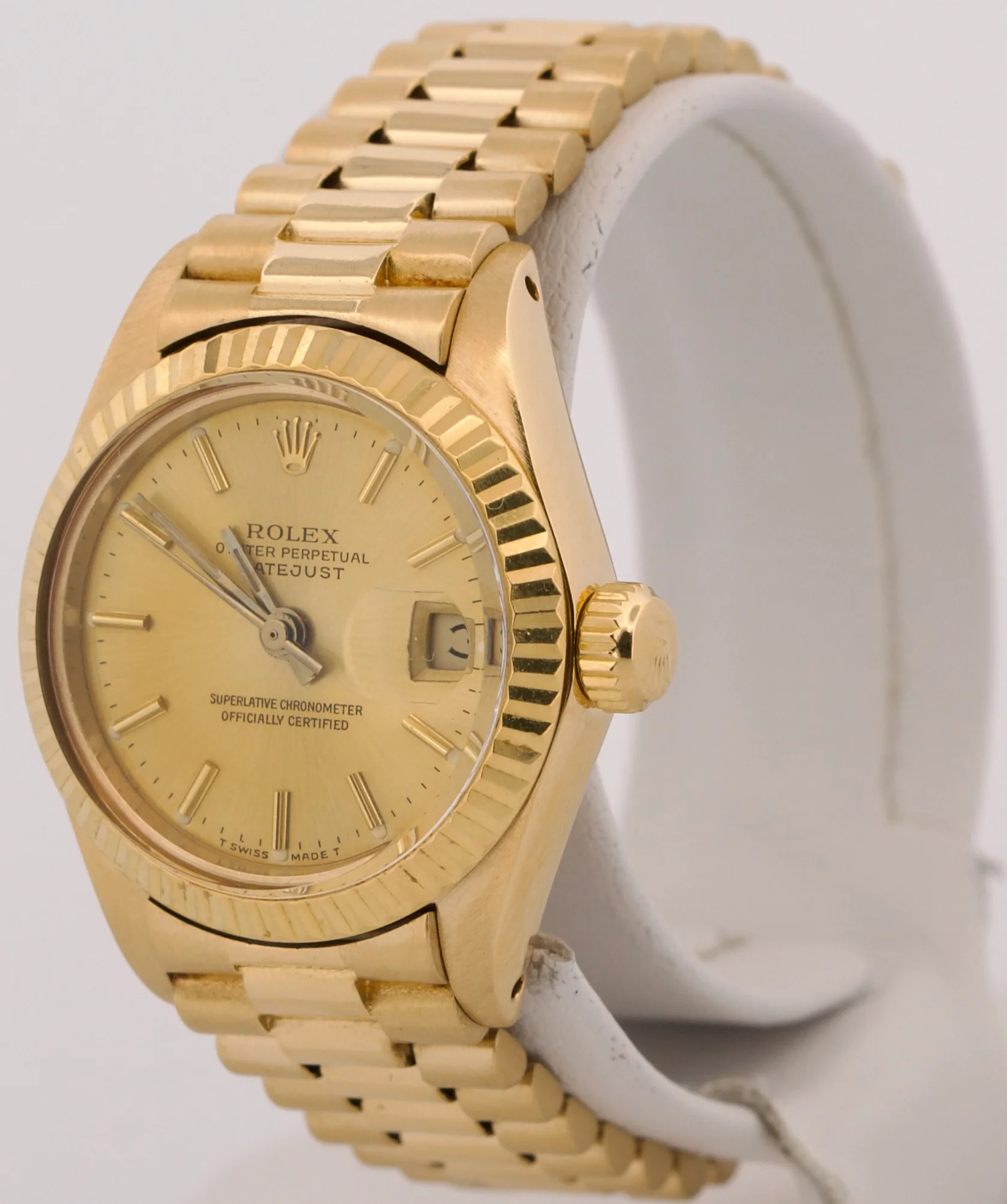 1978 Ladies Rolex DateJust President CHAMPAGNE 18K Yellow Gold 26mm 6917 Watch - Image 3