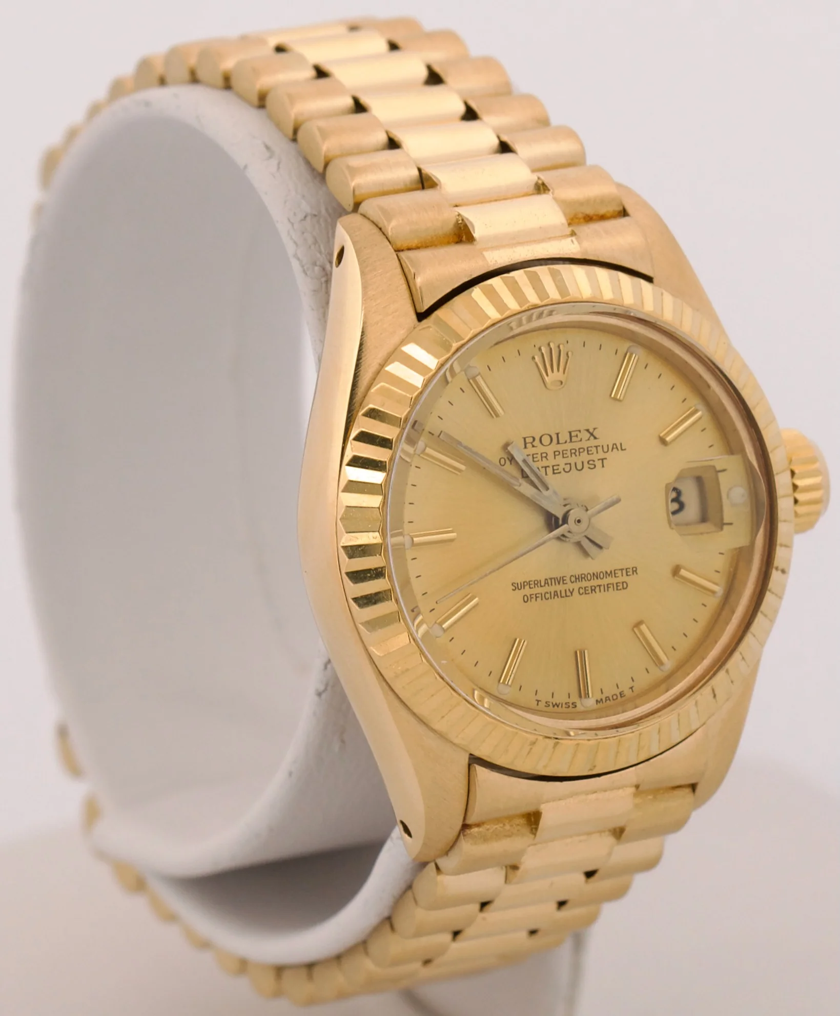 1978 Ladies Rolex DateJust President CHAMPAGNE 18K Yellow Gold 26mm 6917 Watch - Image 4