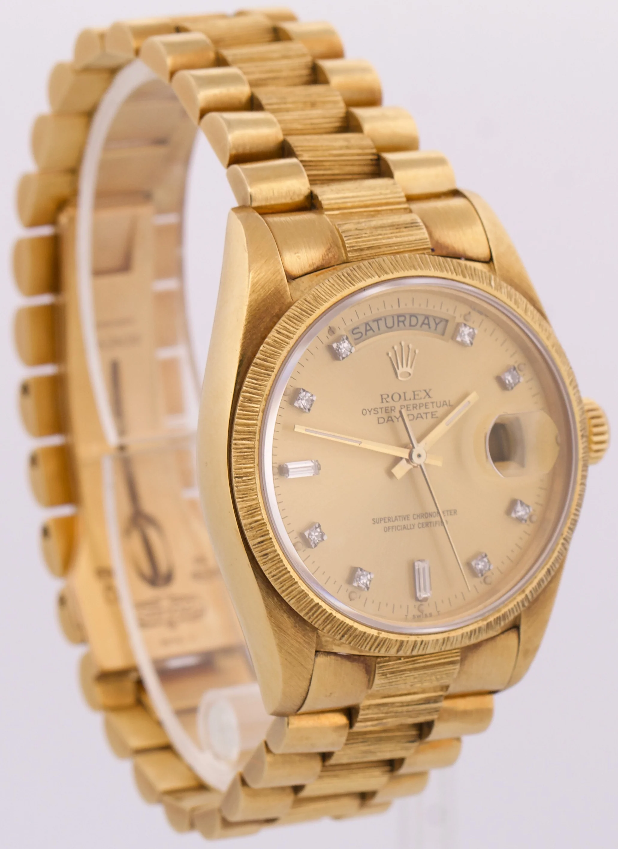 1978 Rolex Day-Date President 36mm FACTORY CHAMPAGNE DIAMOND 18K BARK 18078 - Image 4