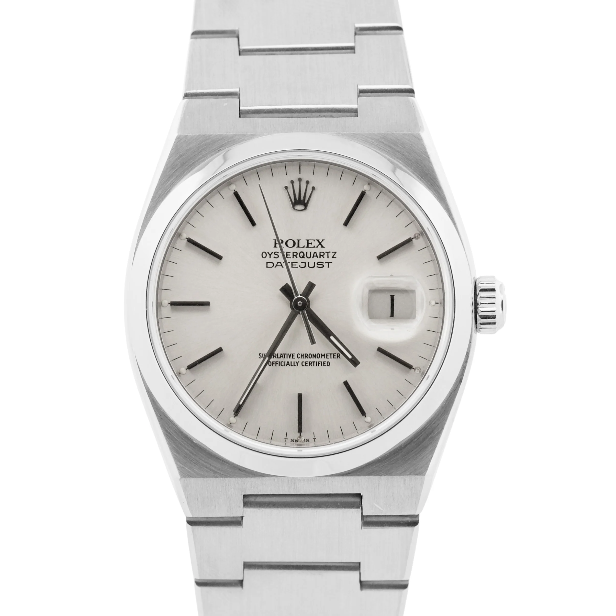 1979 Rolex Oysterquartz DateJust SILVER Stainless Steel Quartz 36mm 17000 BOX