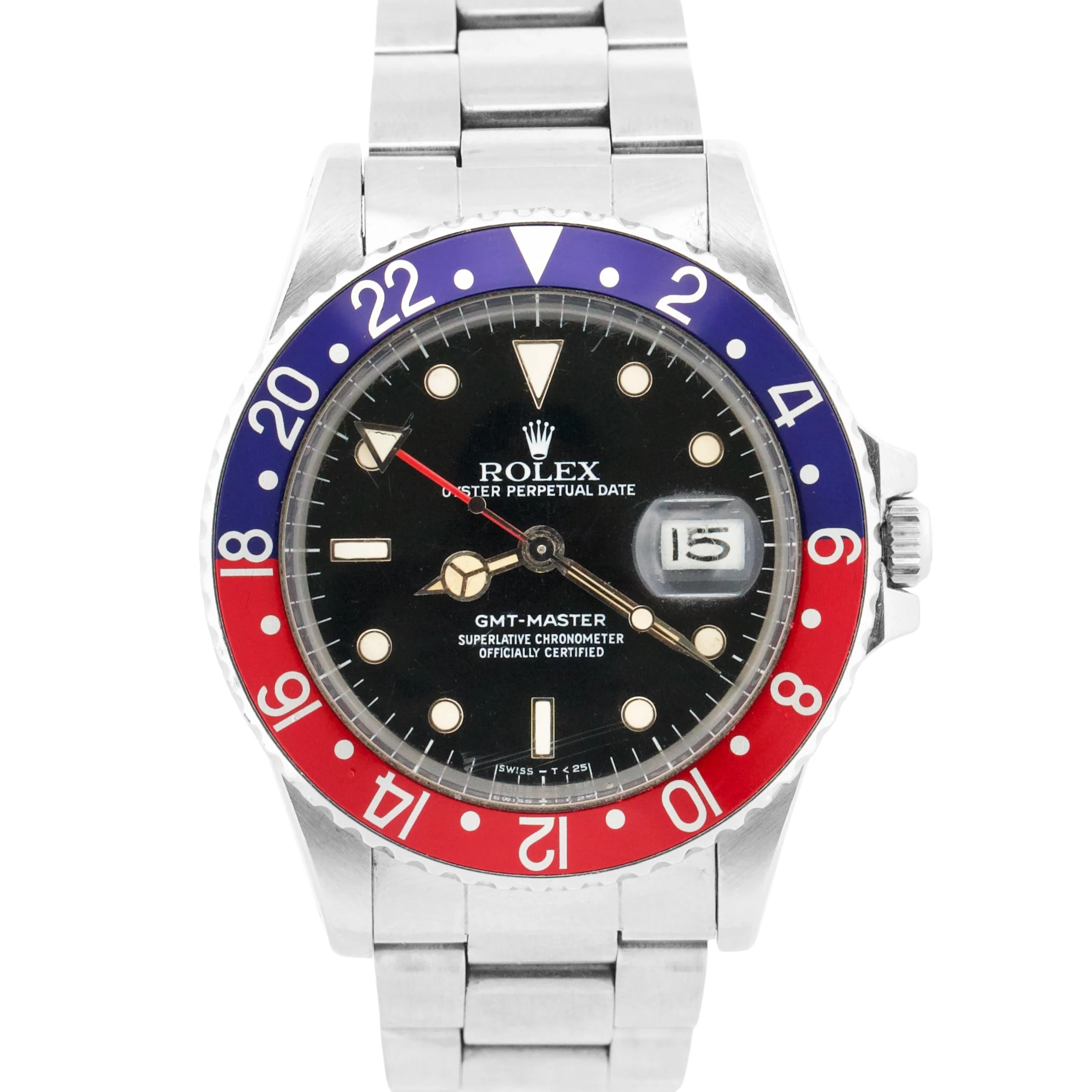 1985 Rolex GMT-Master PEPSI Black Red Blue OYSTER Stainless Steel 40mm 16750