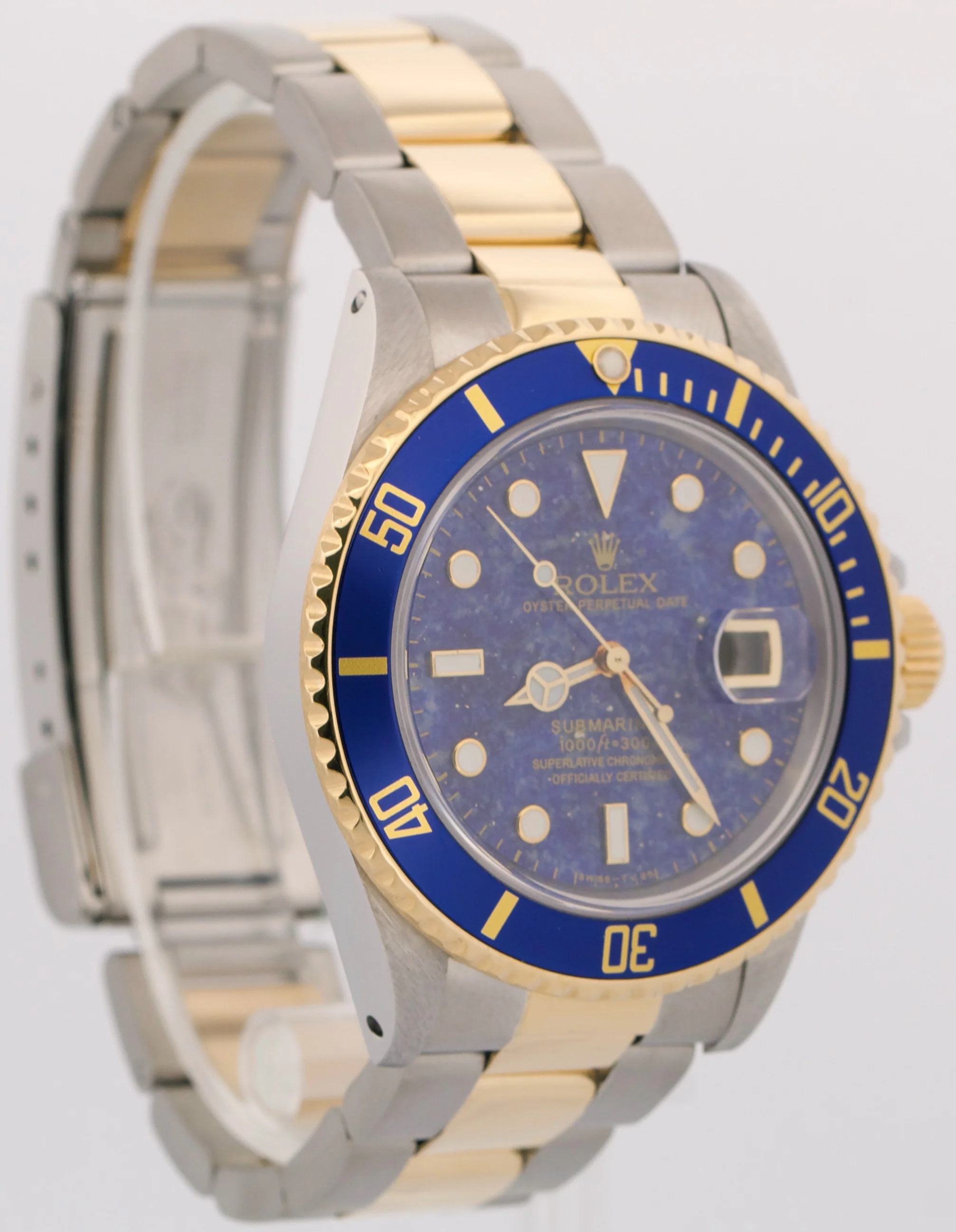 1987 Rolex Submariner Date LAPIS BLUE Two-Tone 18K Gold Steel 40mm 16803 Watch - Image 4