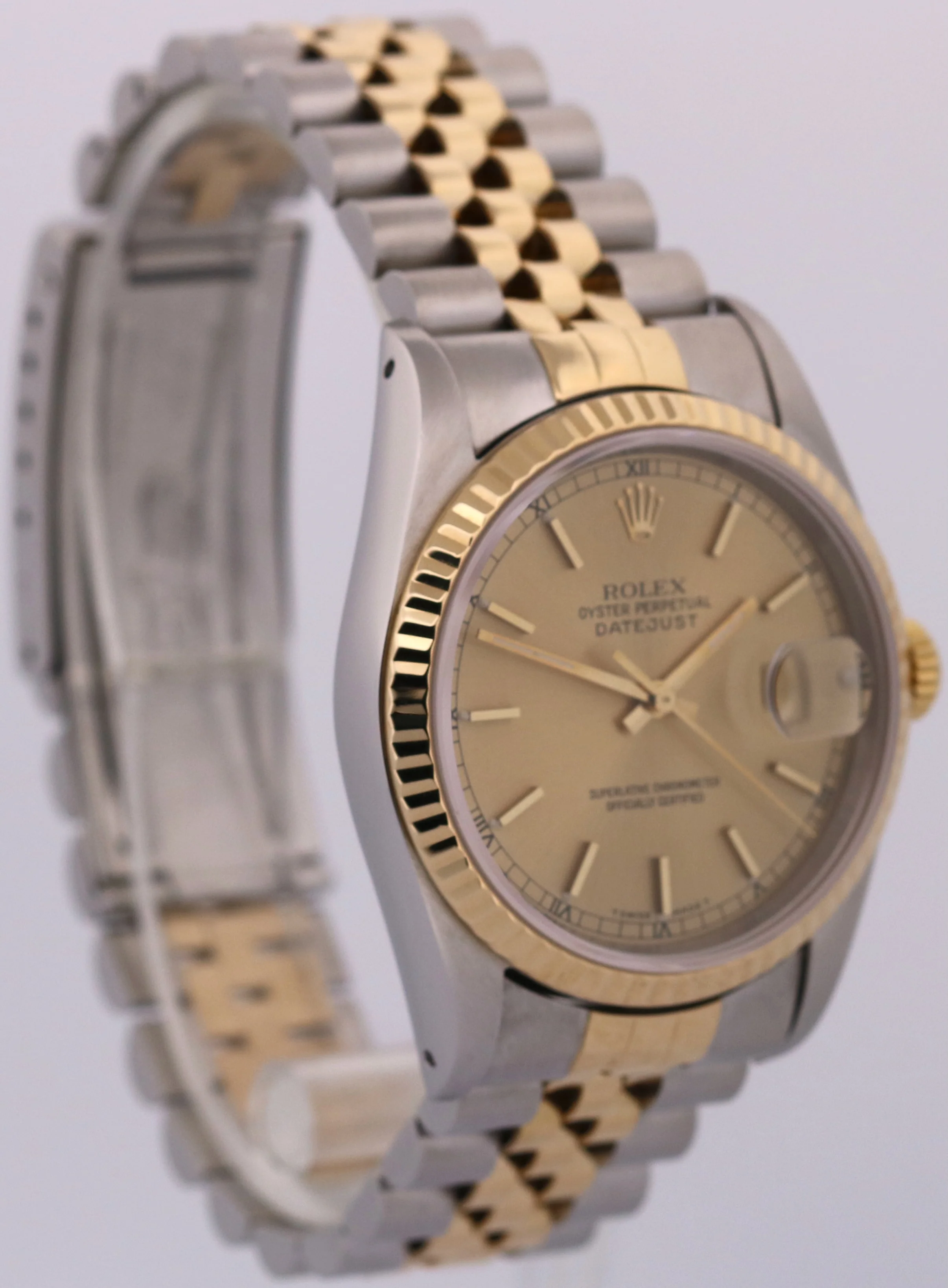 1993 Rolex DateJust 36mm CHAMPAGNE 18K Yellow Gold Stainless Steel JUBILEE 16233 - Image 4