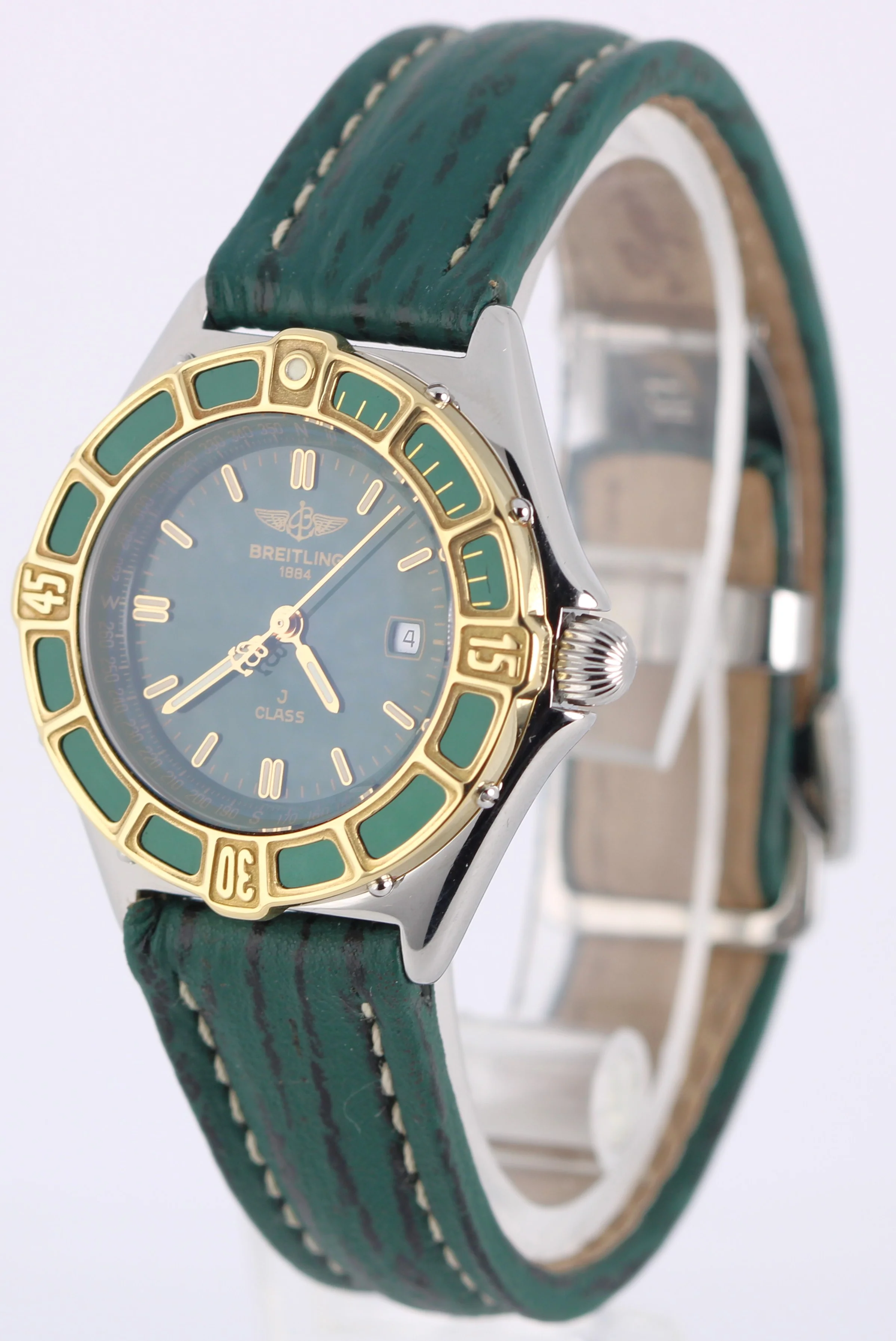 1994 PAPER Breitling J Class Two-Tone 18k Gold Steel Green 31mm D52064 Watch BOX - Image 3