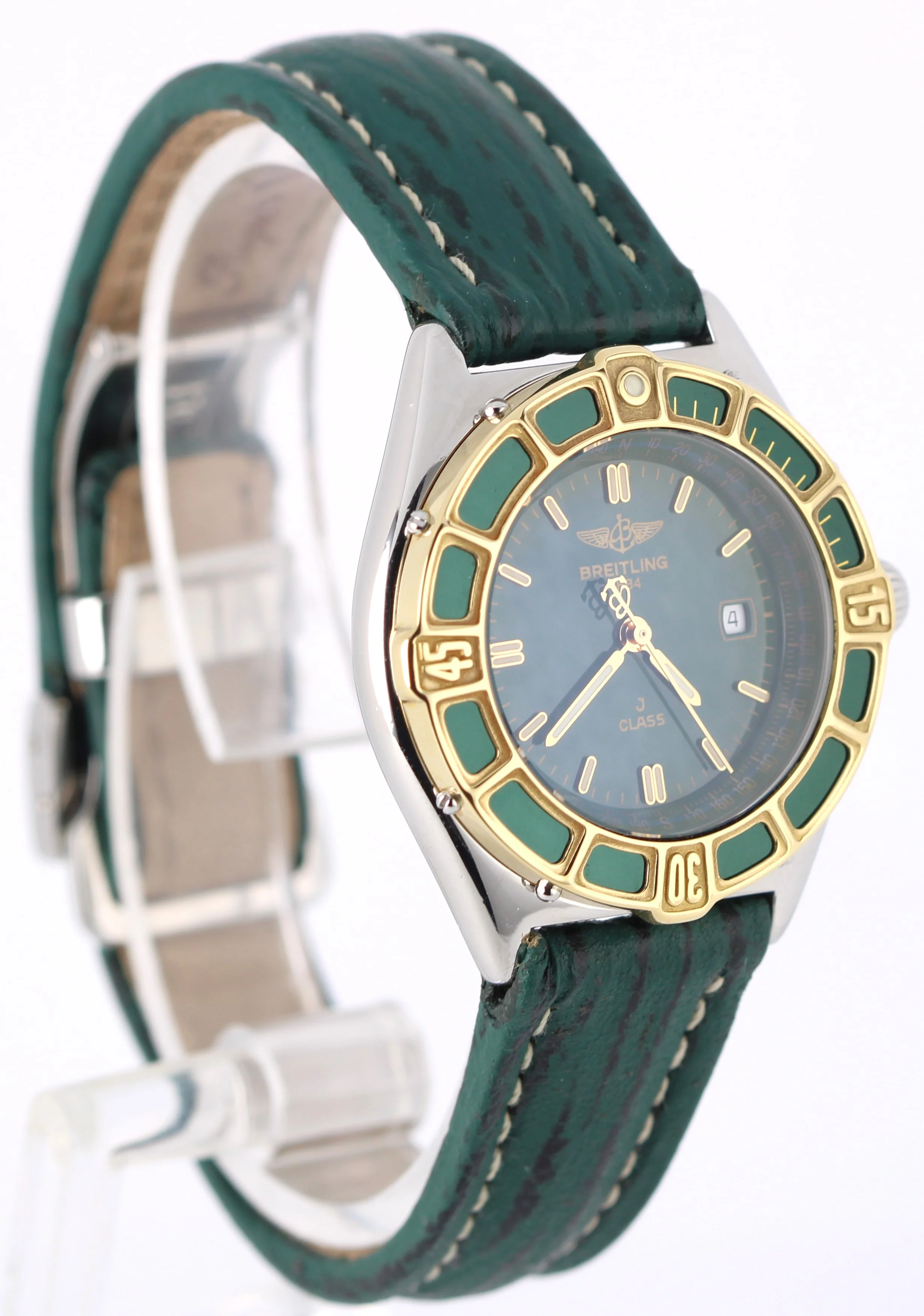 1994 PAPER Breitling J Class Two-Tone 18k Gold Steel Green 31mm D52064 Watch BOX - Image 4