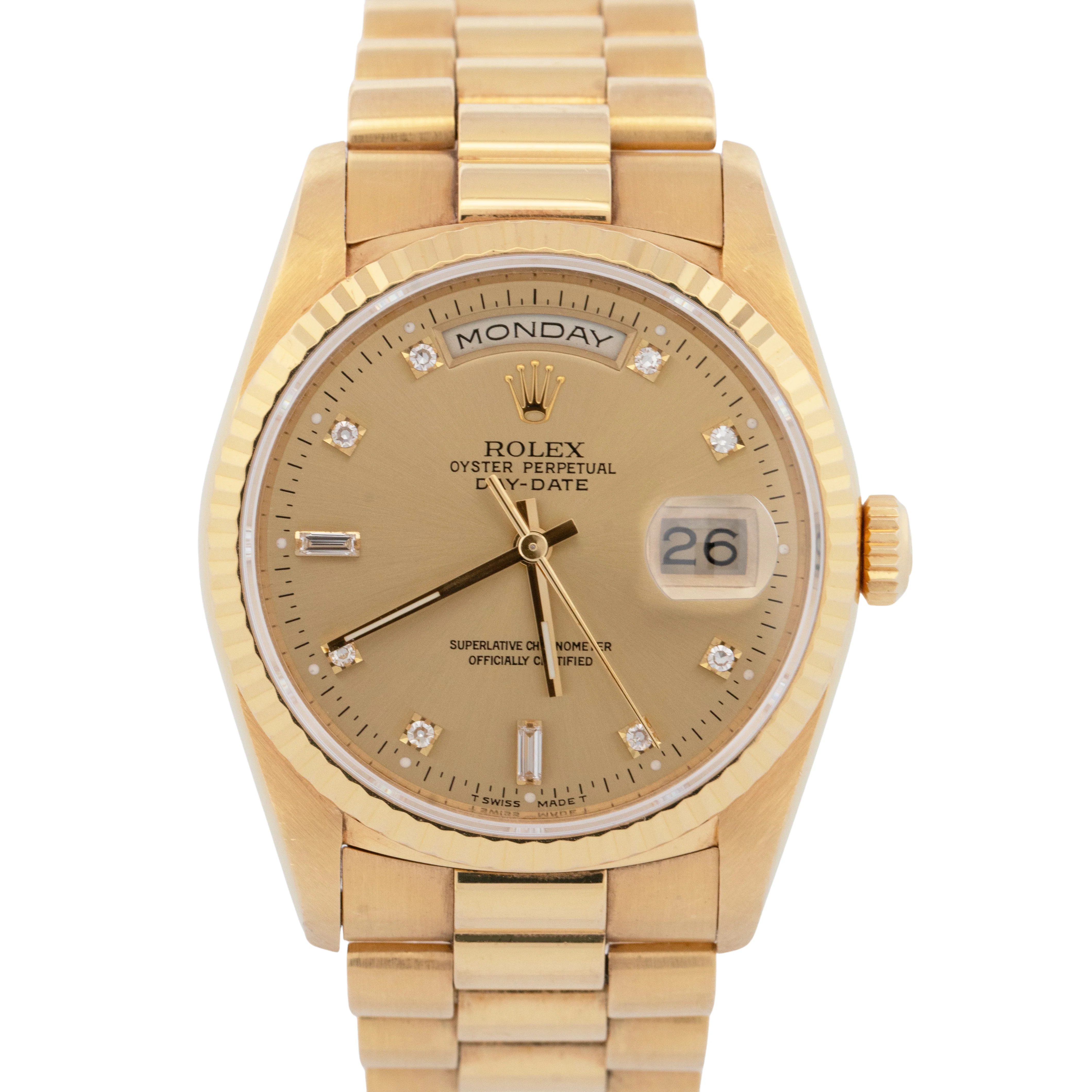 1994 PAPERS Rolex Day-Date President 36mm FACTORY DIAMOND Gold Watch 18238 BOX