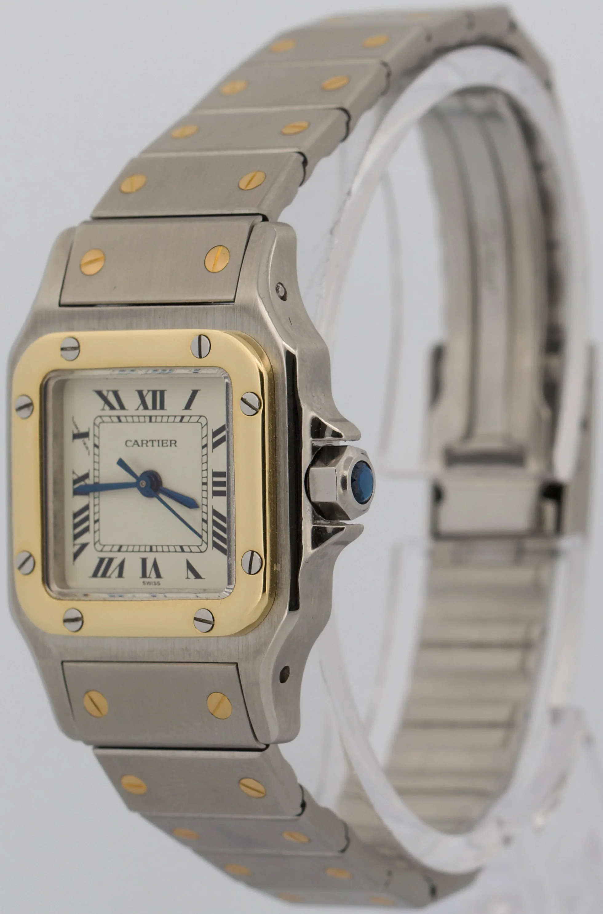 1995 PAPERS Ladies Cartier Santos IVORY ROMAN 18K Steel AUTOMATIC 24mm 0902 BOX - Image 3