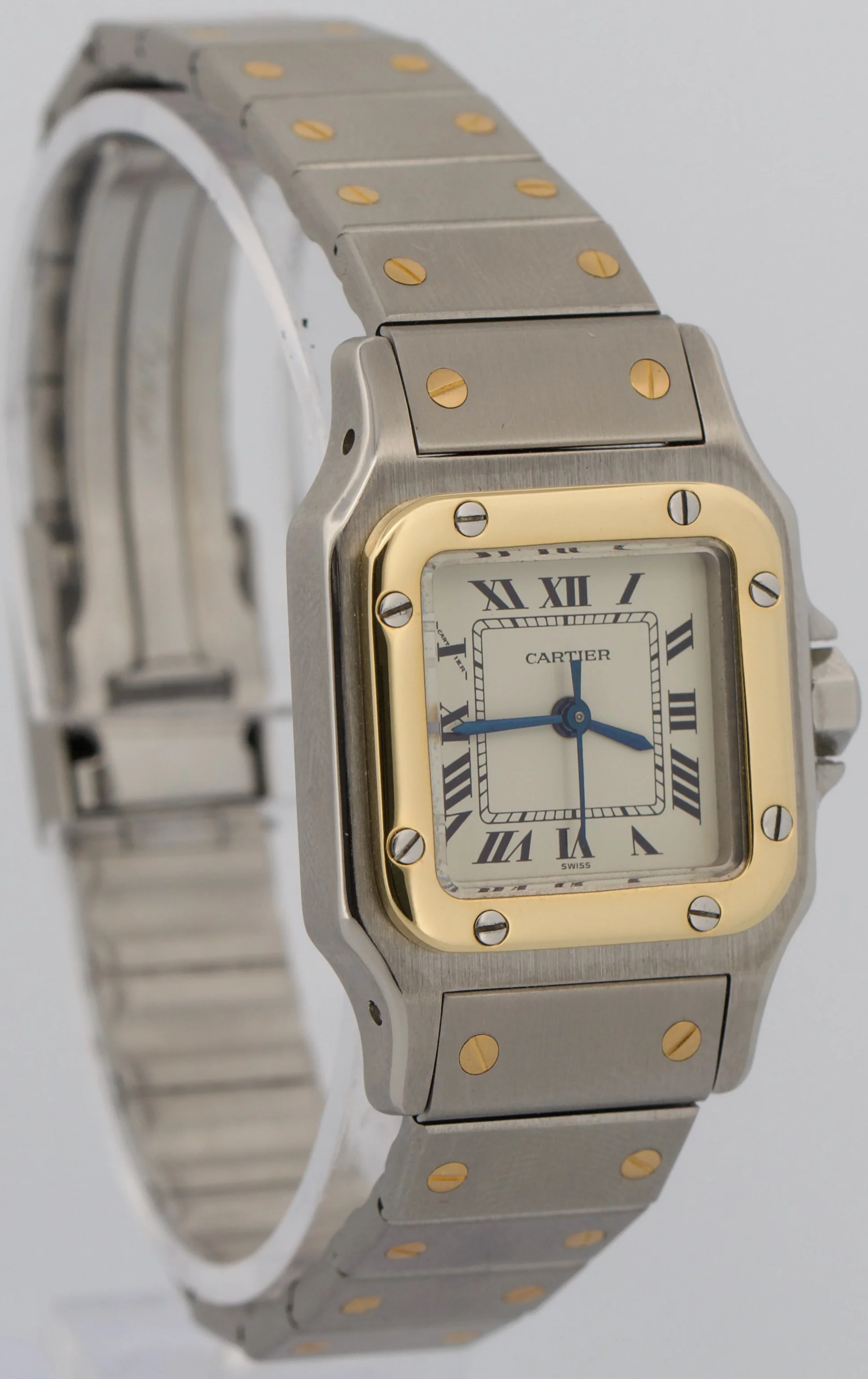 1995 PAPERS Ladies Cartier Santos IVORY ROMAN 18K Steel AUTOMATIC 24mm 0902 BOX - Image 4