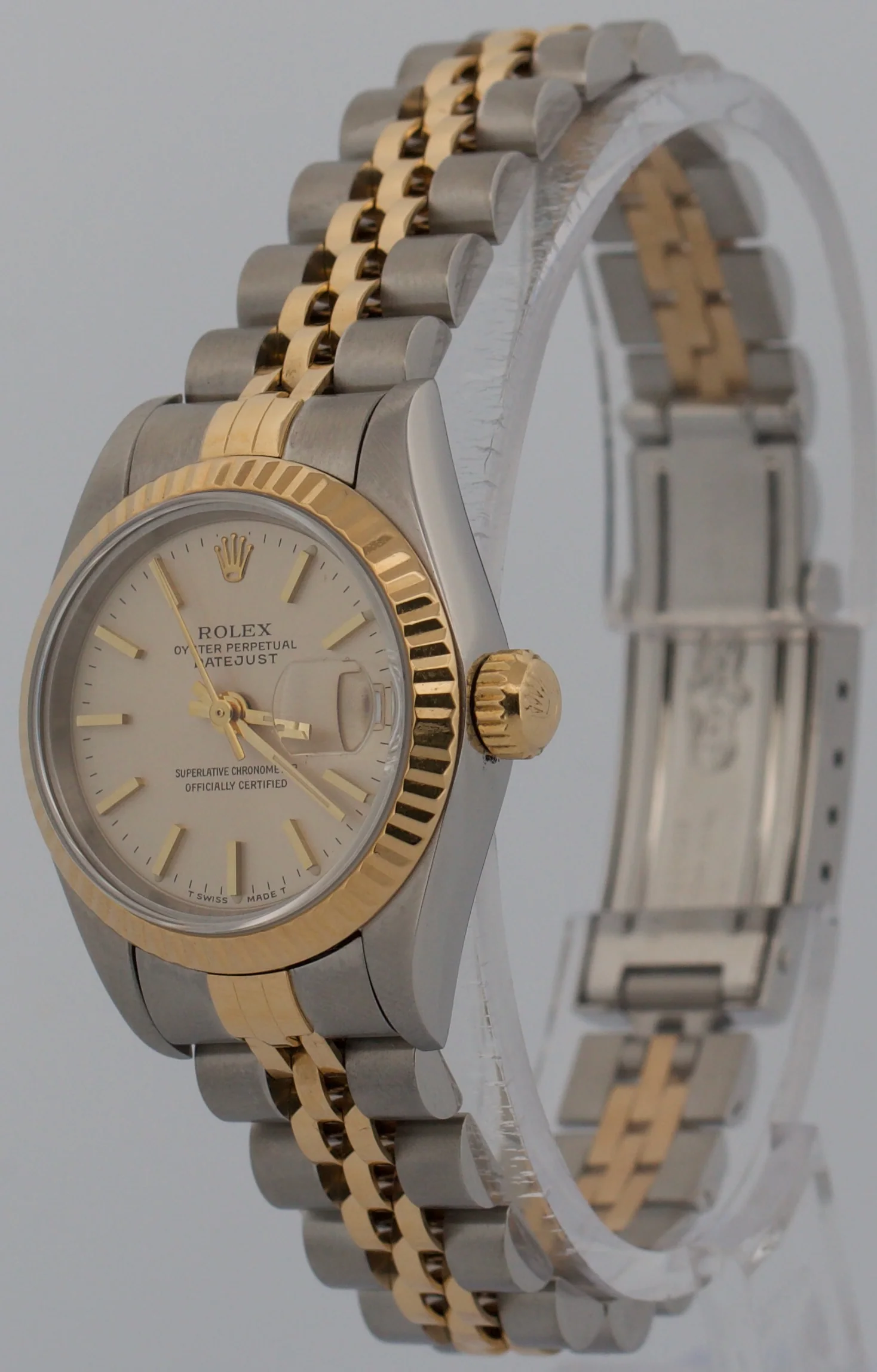 1995 PAPERS Rolex DateJust 26mm SILVER 18K Gold JUBILEE No-Holes 69173 Watch BOX - Image 3