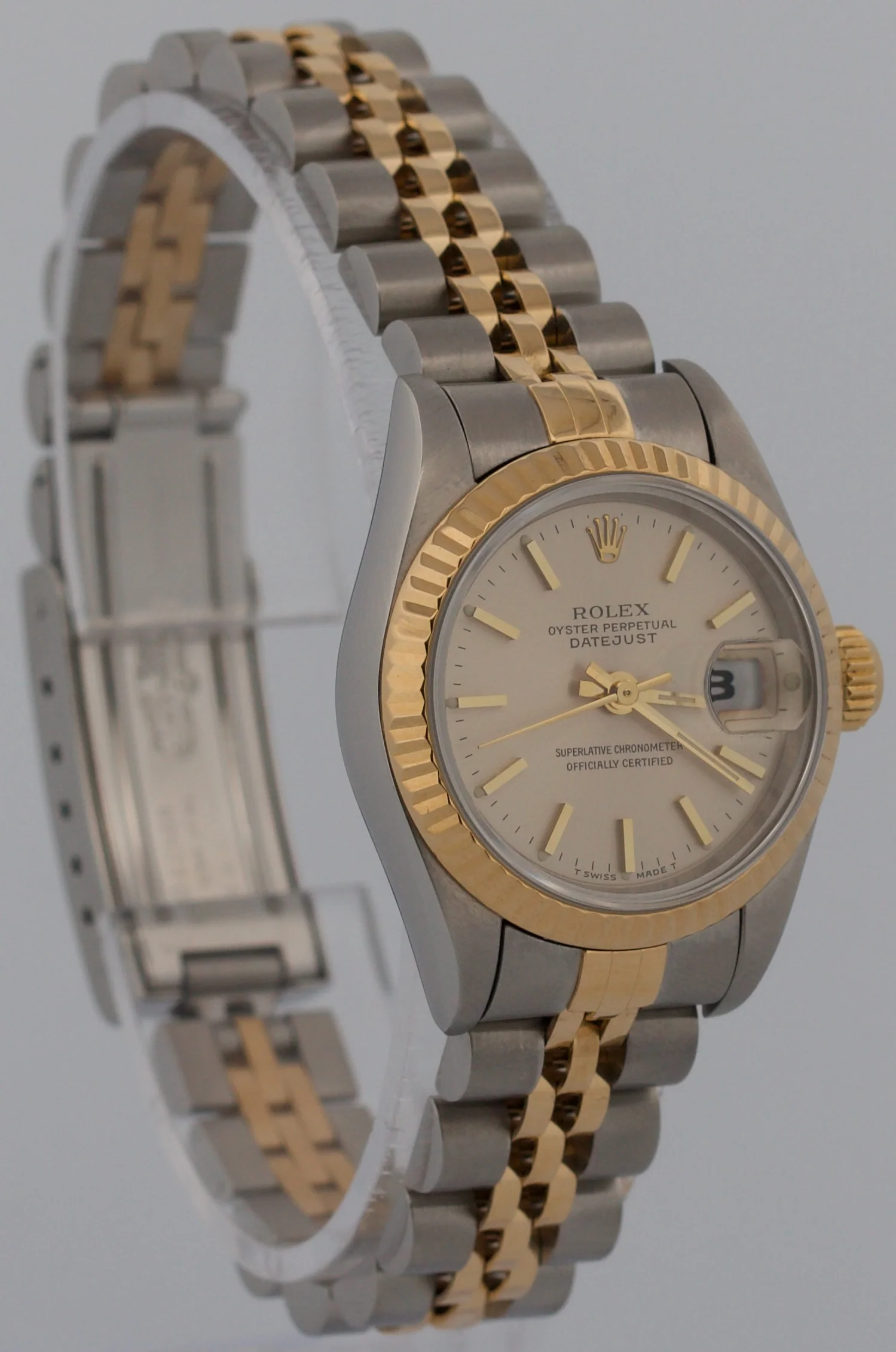 1995 PAPERS Rolex DateJust 26mm SILVER 18K Gold JUBILEE No-Holes 69173 Watch BOX - Image 4