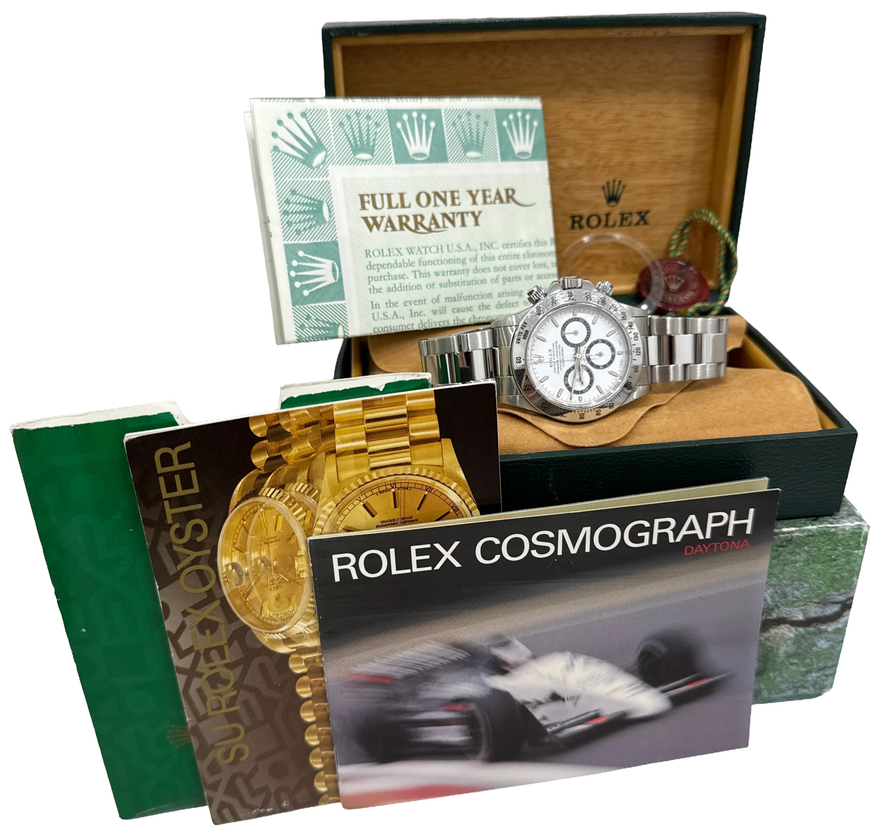 1995 PAPERS Rolex Daytona Cosmograph ZENITH White Steel 40mm 16520 Watch BOX - Image 2