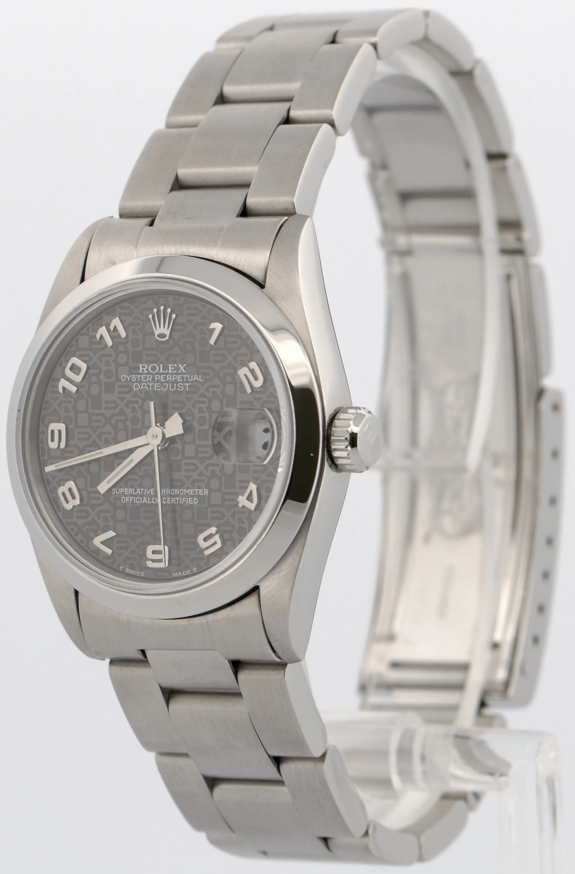 1996 Ladies Rolex DateJust BLACK ARABIC JUBILEE 31mm No-Holes Steel Watch 68240 - Image 3