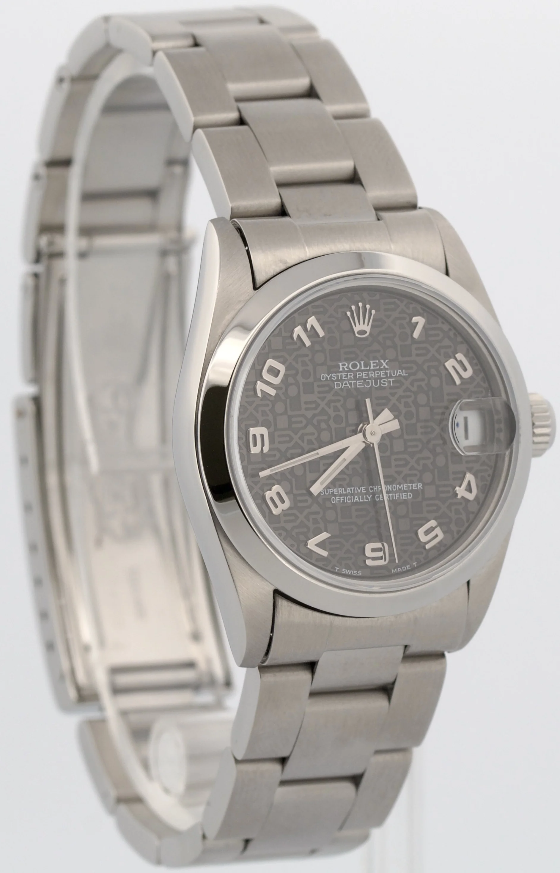 1996 Ladies Rolex DateJust BLACK ARABIC JUBILEE 31mm No-Holes Steel Watch 68240 - Image 4