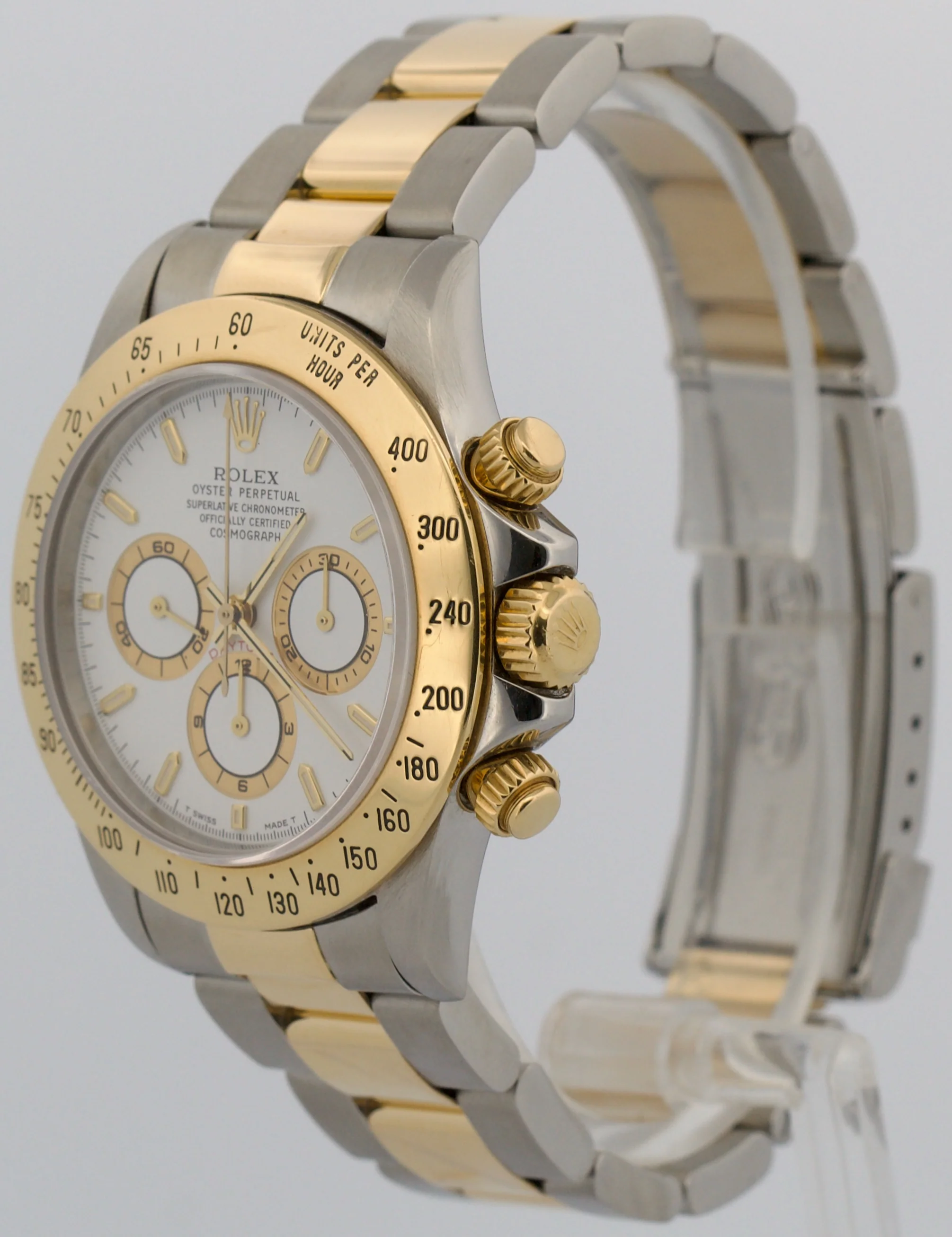 1996 Rolex Daytona Cosmograph WHITE Two-Tone 18K Yellow Gold Steel Watch 16523 - Image 3