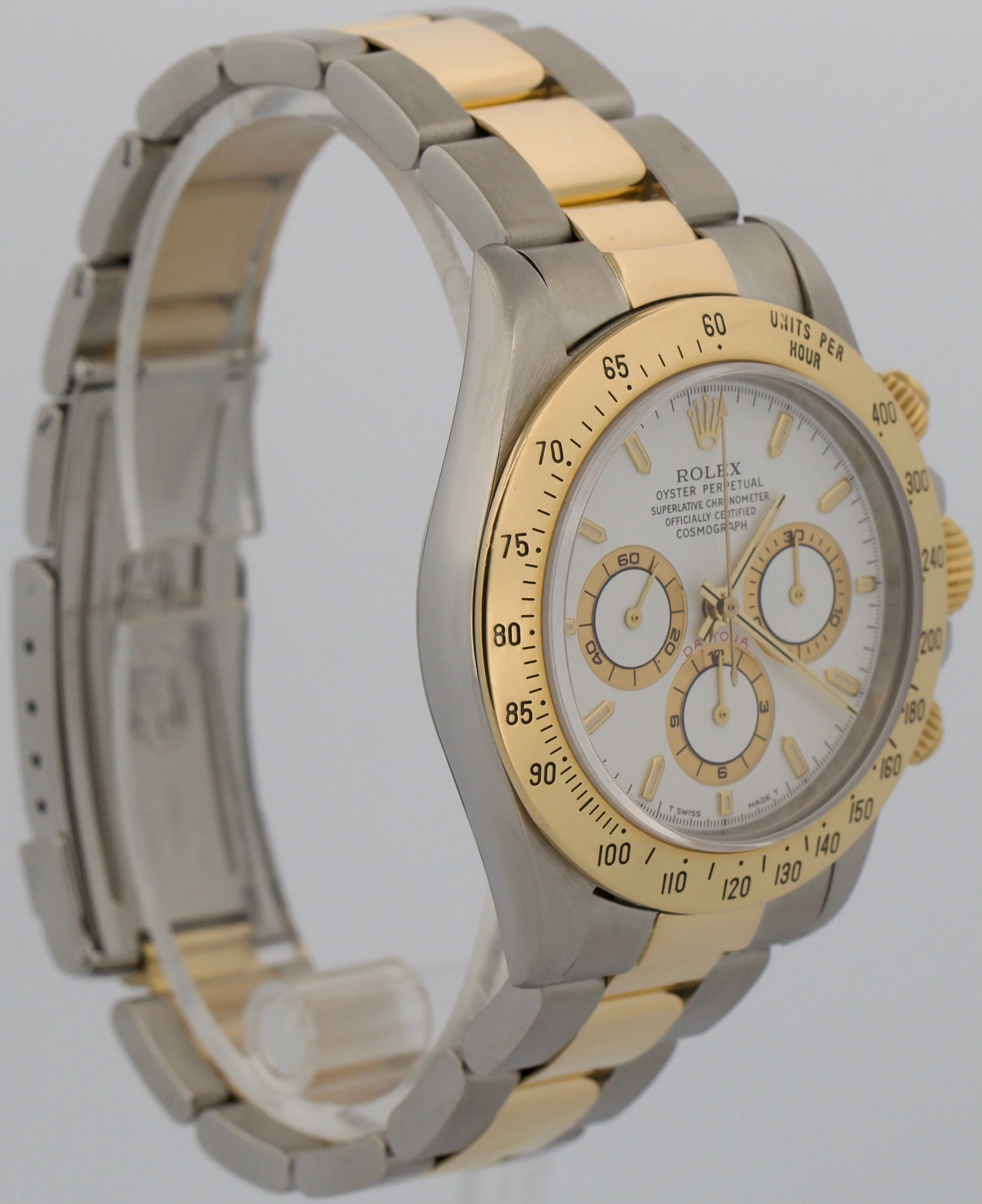 1996 Rolex Daytona Cosmograph WHITE Two-Tone 18K Yellow Gold Steel Watch 16523 - Image 4