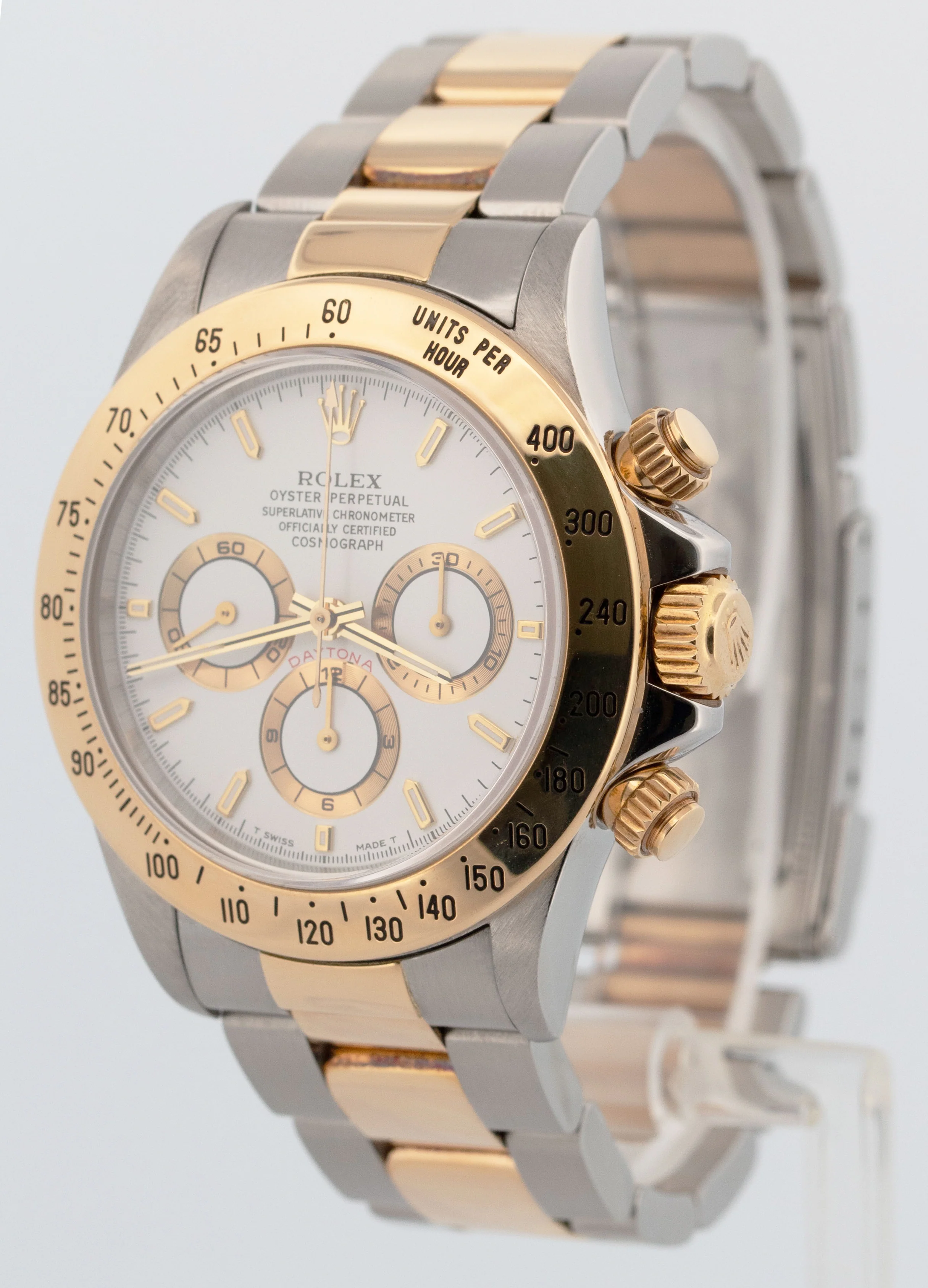 1996 Rolex Daytona Cosmograph WHITE Two-Tone 18K Yellow Gold Steel Watch 16523 - Image 3
