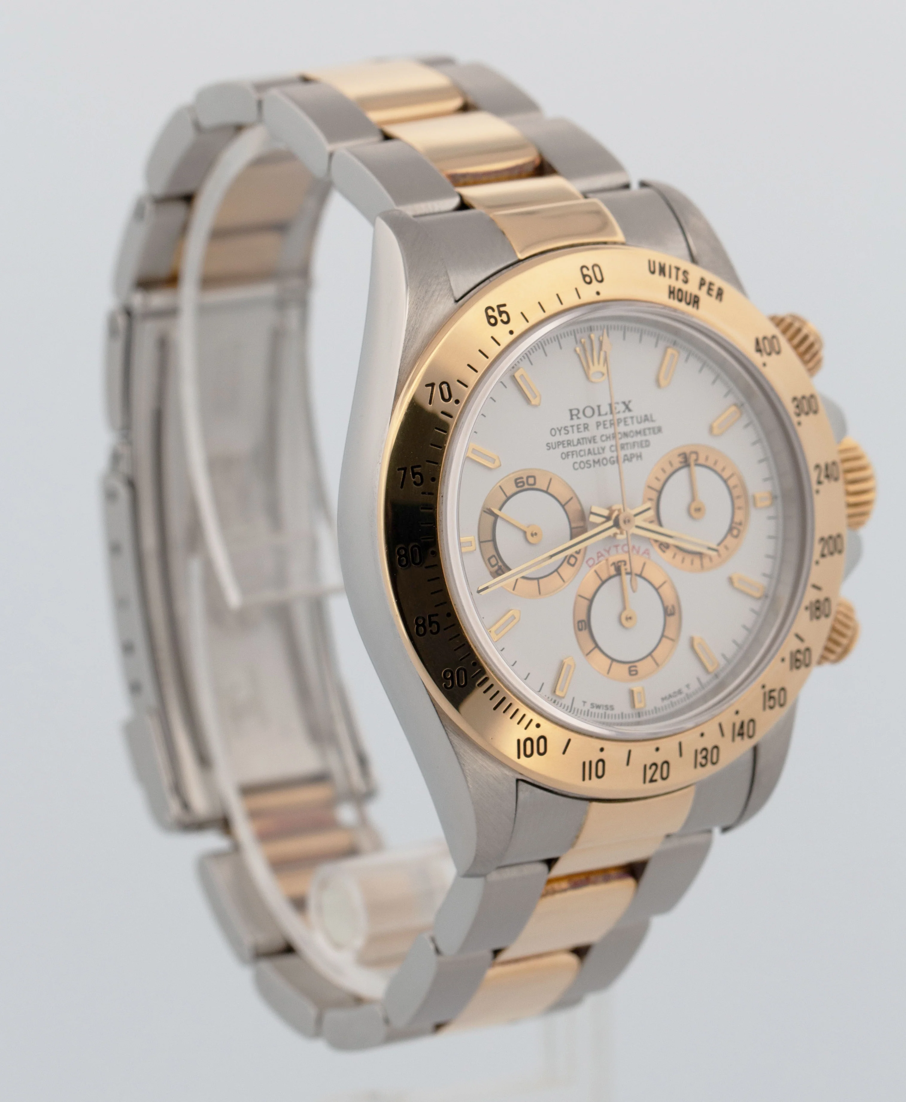 1996 Rolex Daytona Cosmograph WHITE Two-Tone 18K Yellow Gold Steel Watch 16523 - Image 5