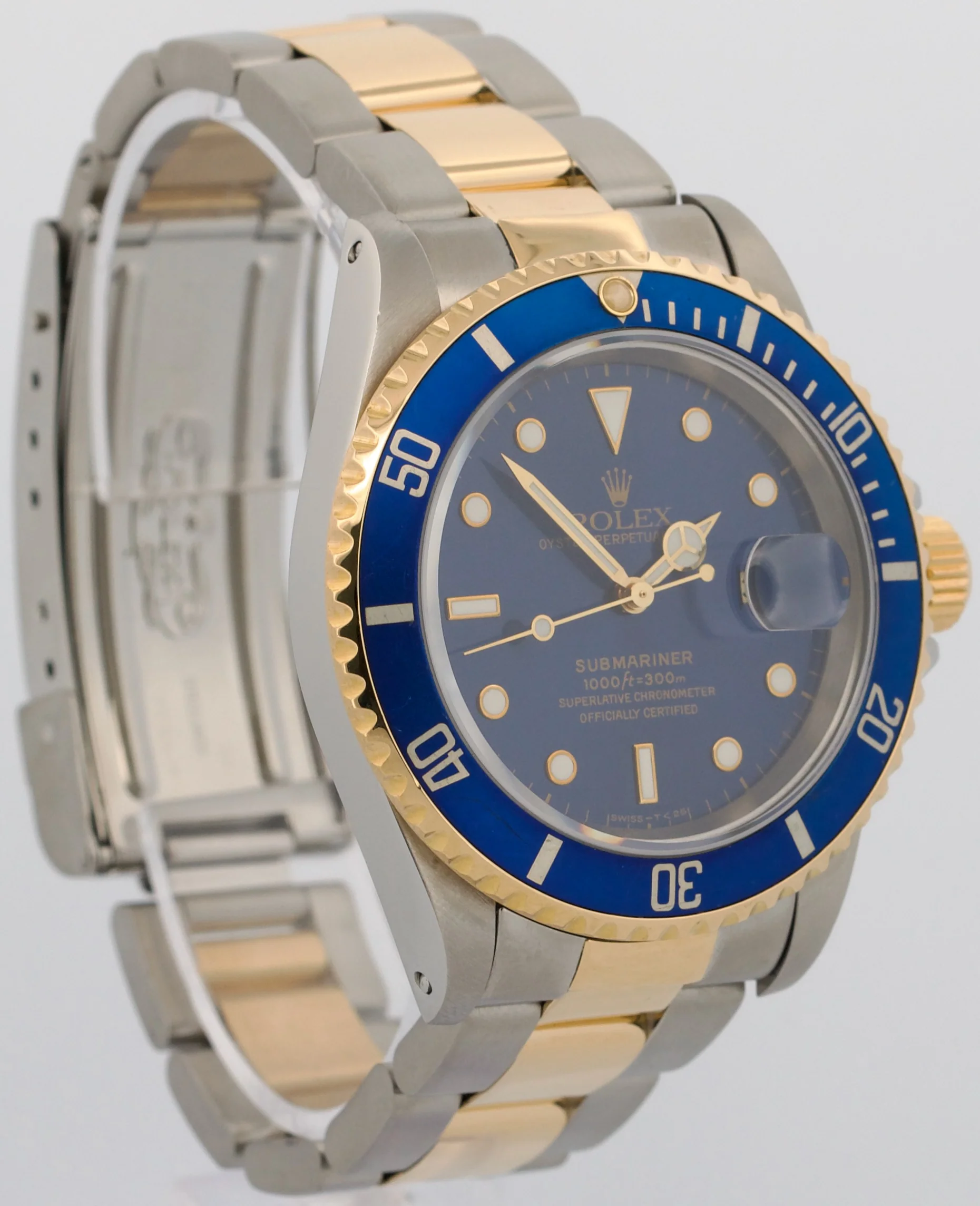 1997 Rolex Submariner Date 40mm BLUE 18K Yellow Gold Stainless Steel 16613 Watch - Image 4