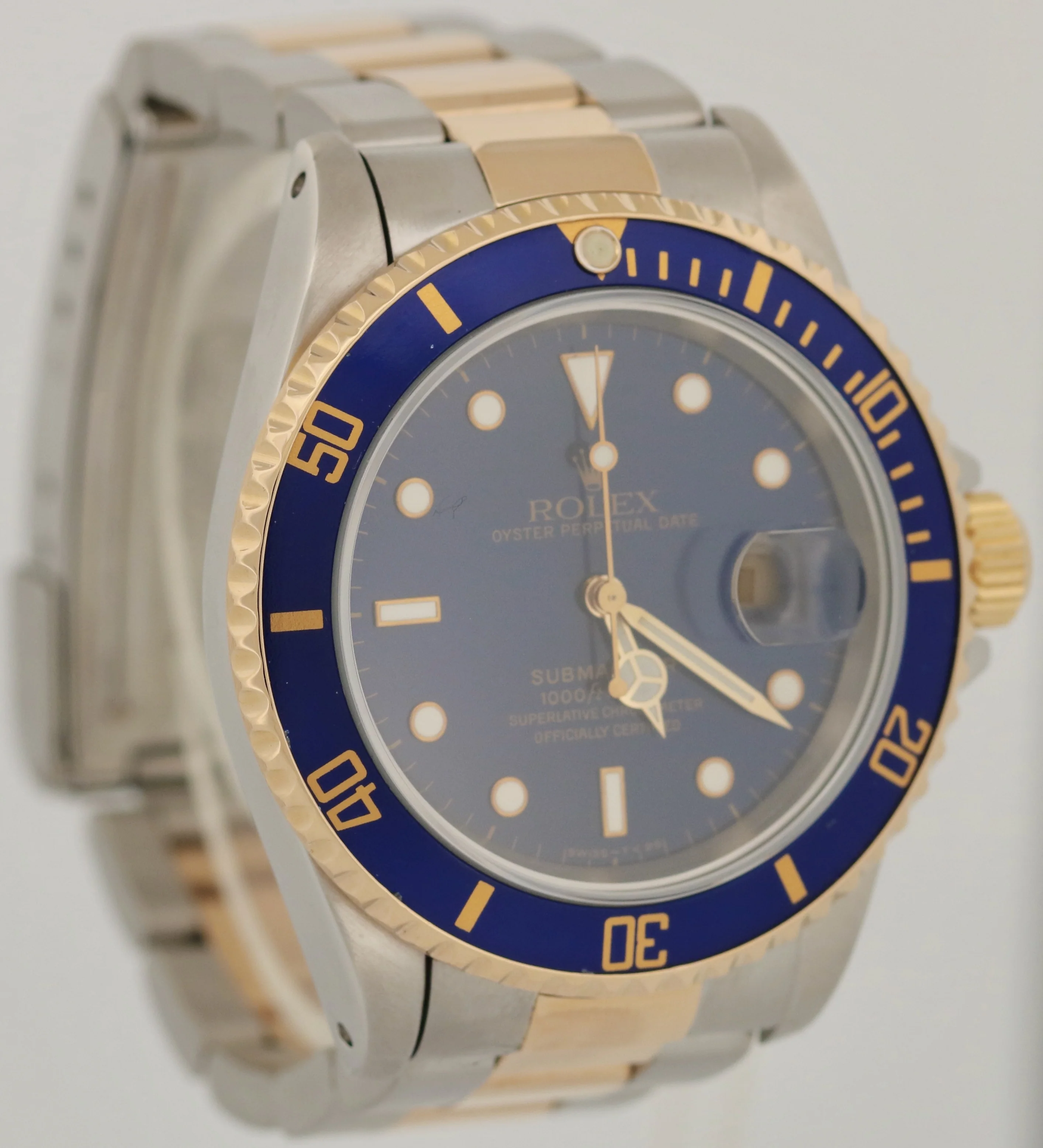 1997 Rolex Submariner Date 40mm BLUE 18K Yellow Gold Stainless Steel 16613 Watch - Image 3