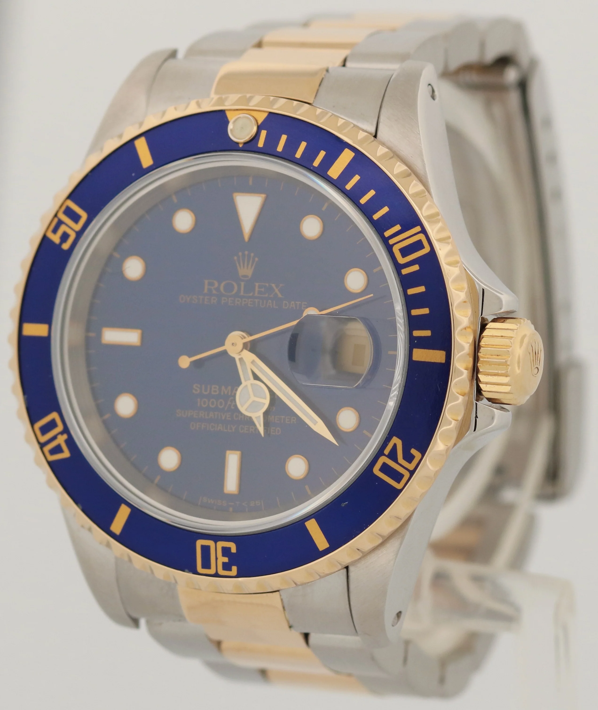1997 Rolex Submariner Date 40mm BLUE 18K Yellow Gold Stainless Steel 16613 Watch - Image 4