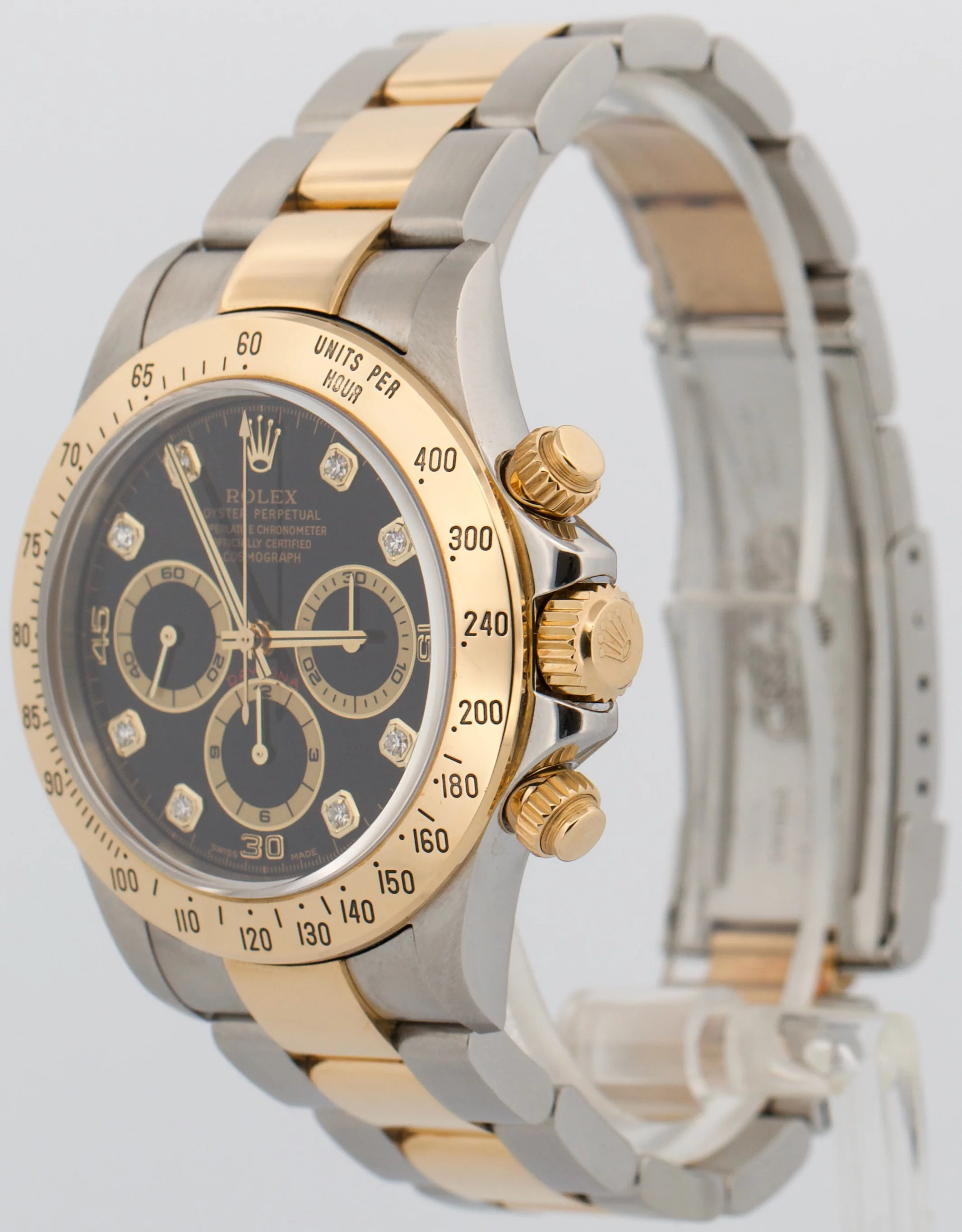 1999 Rolex Daytona Cosmograph BLACK DIAMOND 18K Gold Stainless Steel Watch 16523 - Image 3