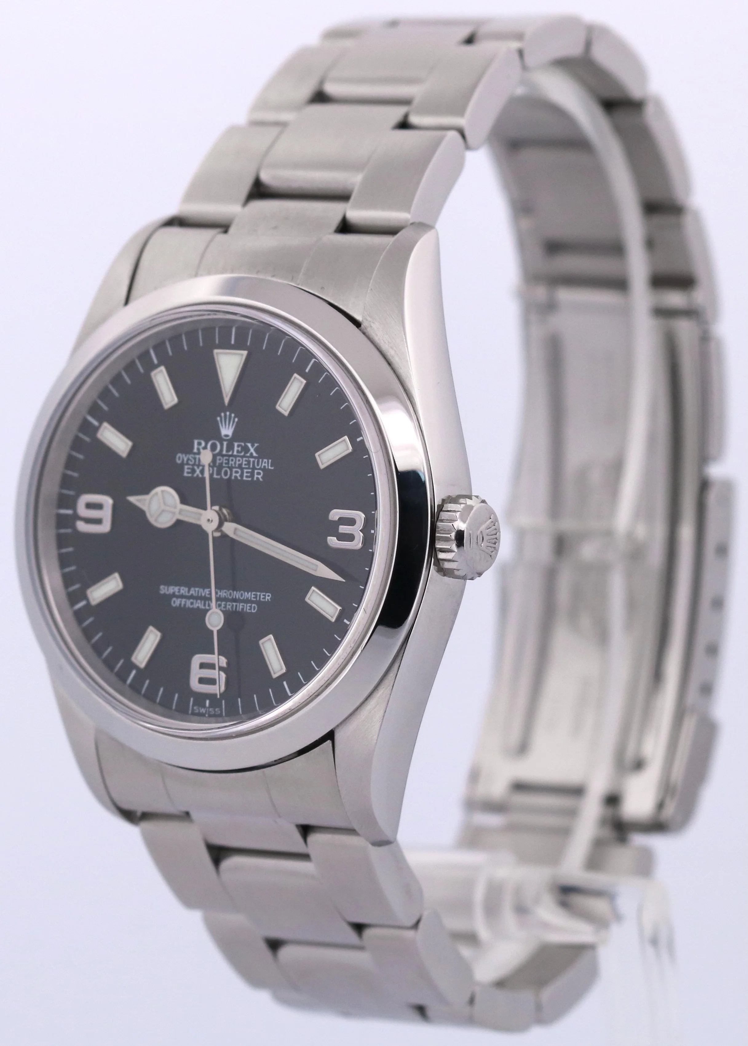 1999 Rolex Explorer I 36mm Black SWISS ONLY Steel NO-HOLES 3-6-9 Watch 14270 - Image 3