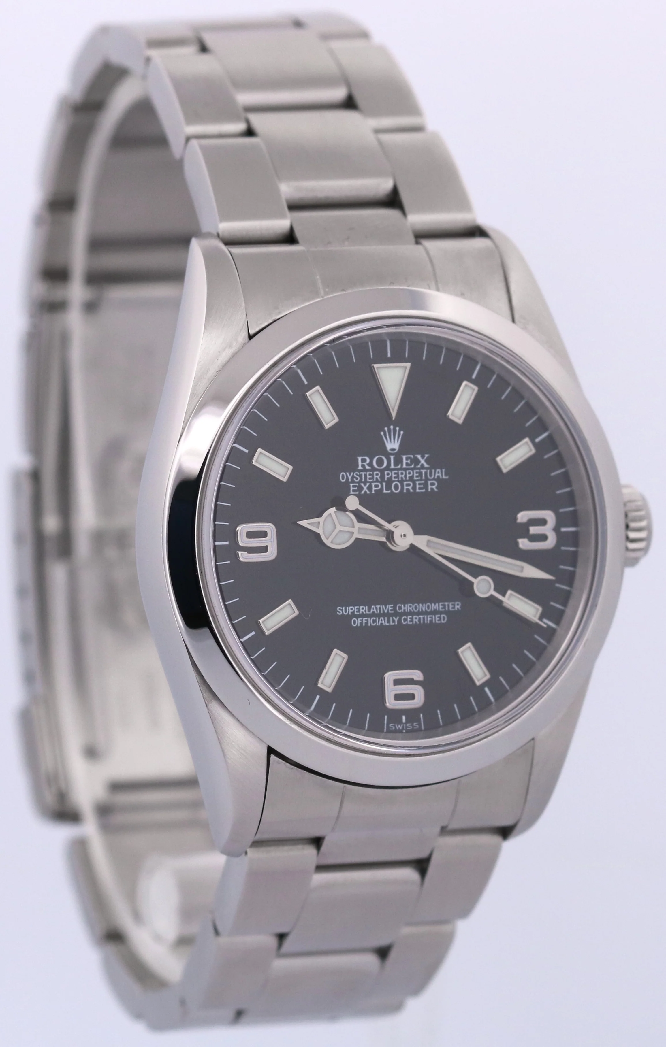 1999 Rolex Explorer I 36mm Black SWISS ONLY Steel NO-HOLES 3-6-9 Watch 14270 - Image 4