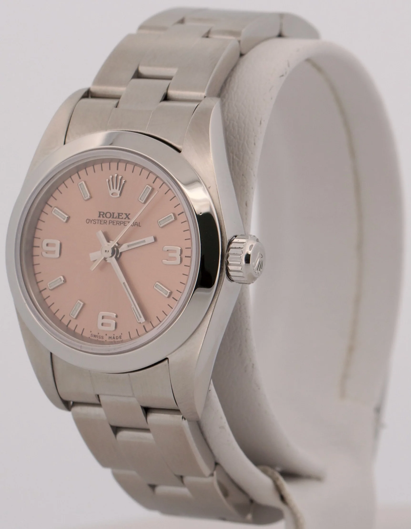 1999 Rolex Oyster Perpetual 24mm PINK 3-6-9 Steel NO-HOLES Oyster Smooth 76080 - Image 3