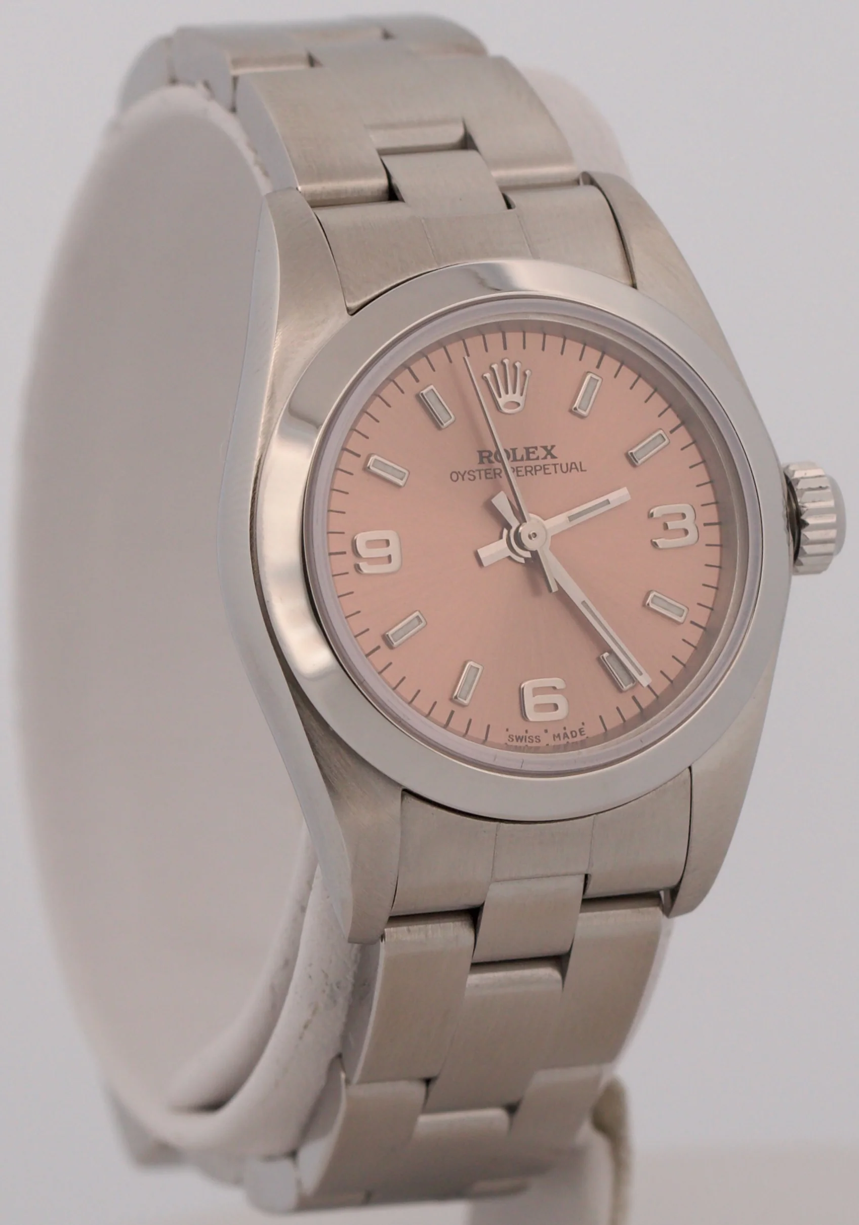 1999 Rolex Oyster Perpetual 24mm PINK 3-6-9 Steel NO-HOLES Oyster Smooth 76080 - Image 4