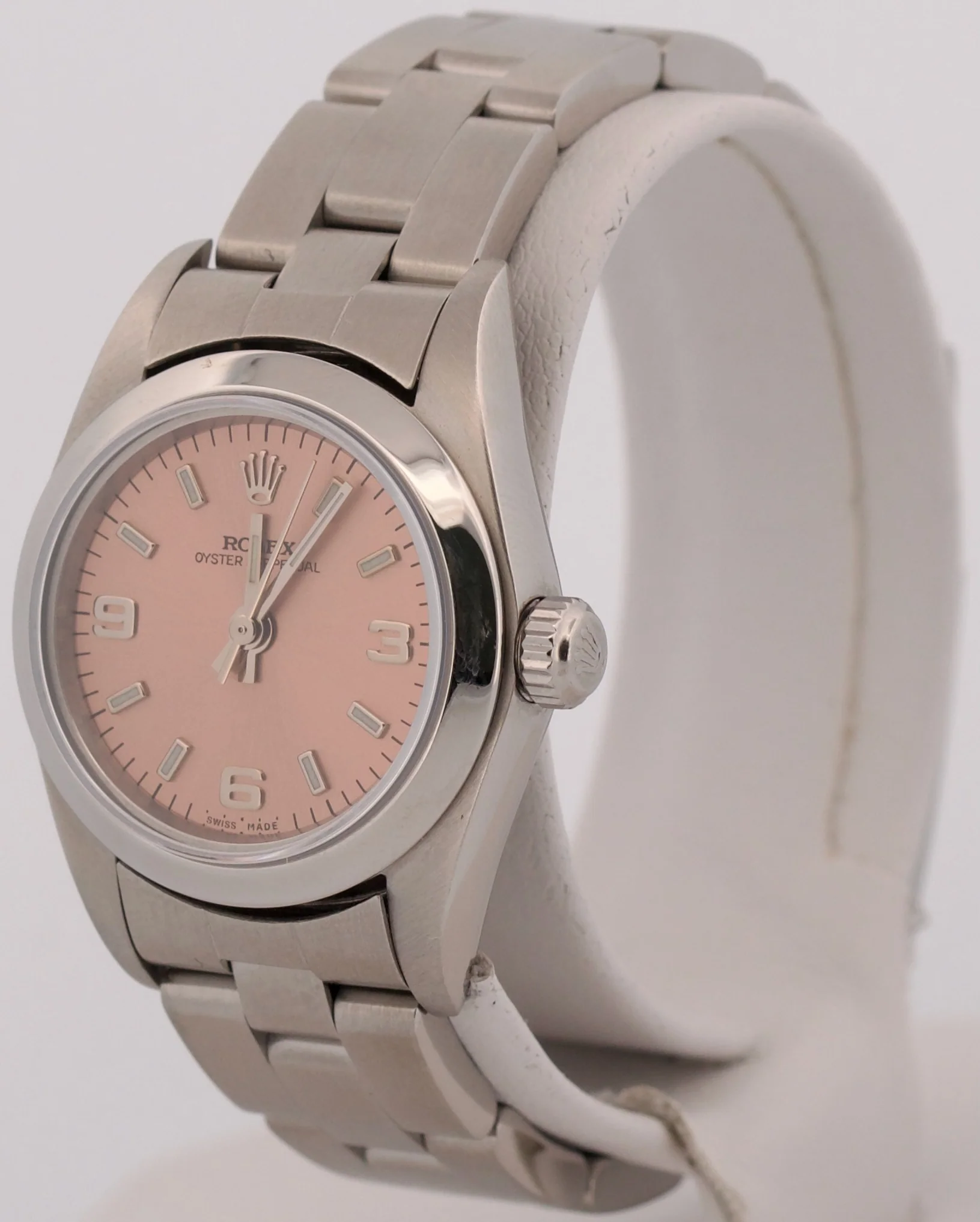 1999 Rolex Oyster Perpetual 24mm Pink SALMON Arabic Stainless Steel Oyster 76080 - Image 3