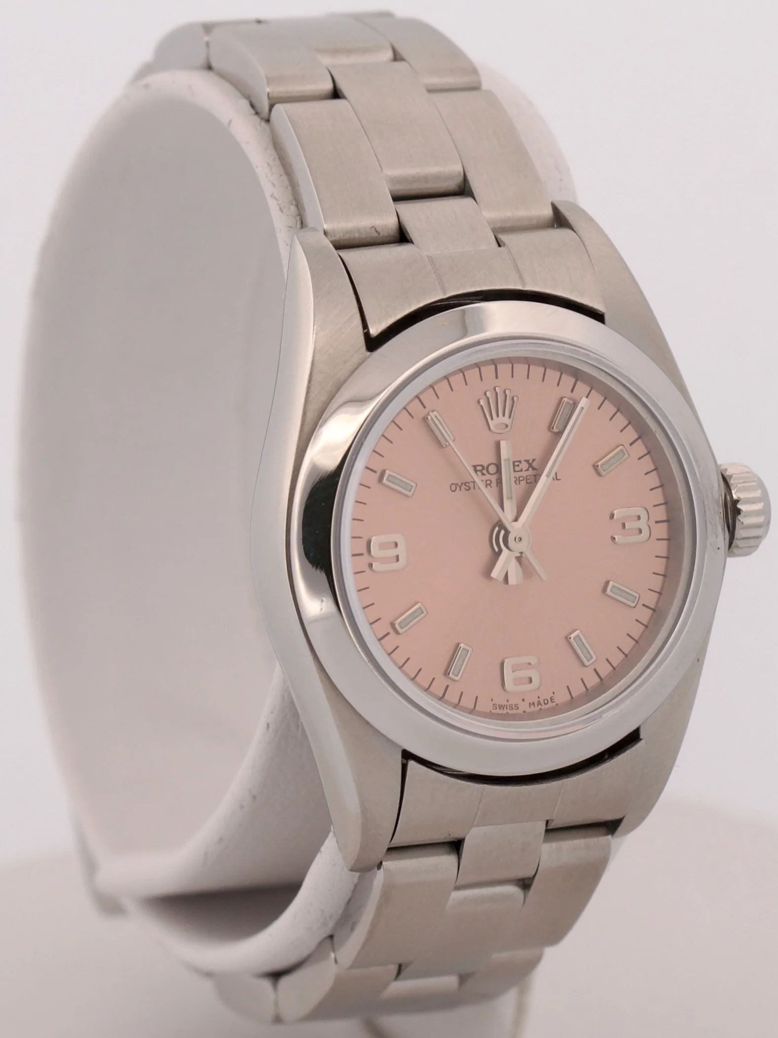1999 Rolex Oyster Perpetual 24mm Pink SALMON Arabic Stainless Steel Oyster 76080 - Image 4