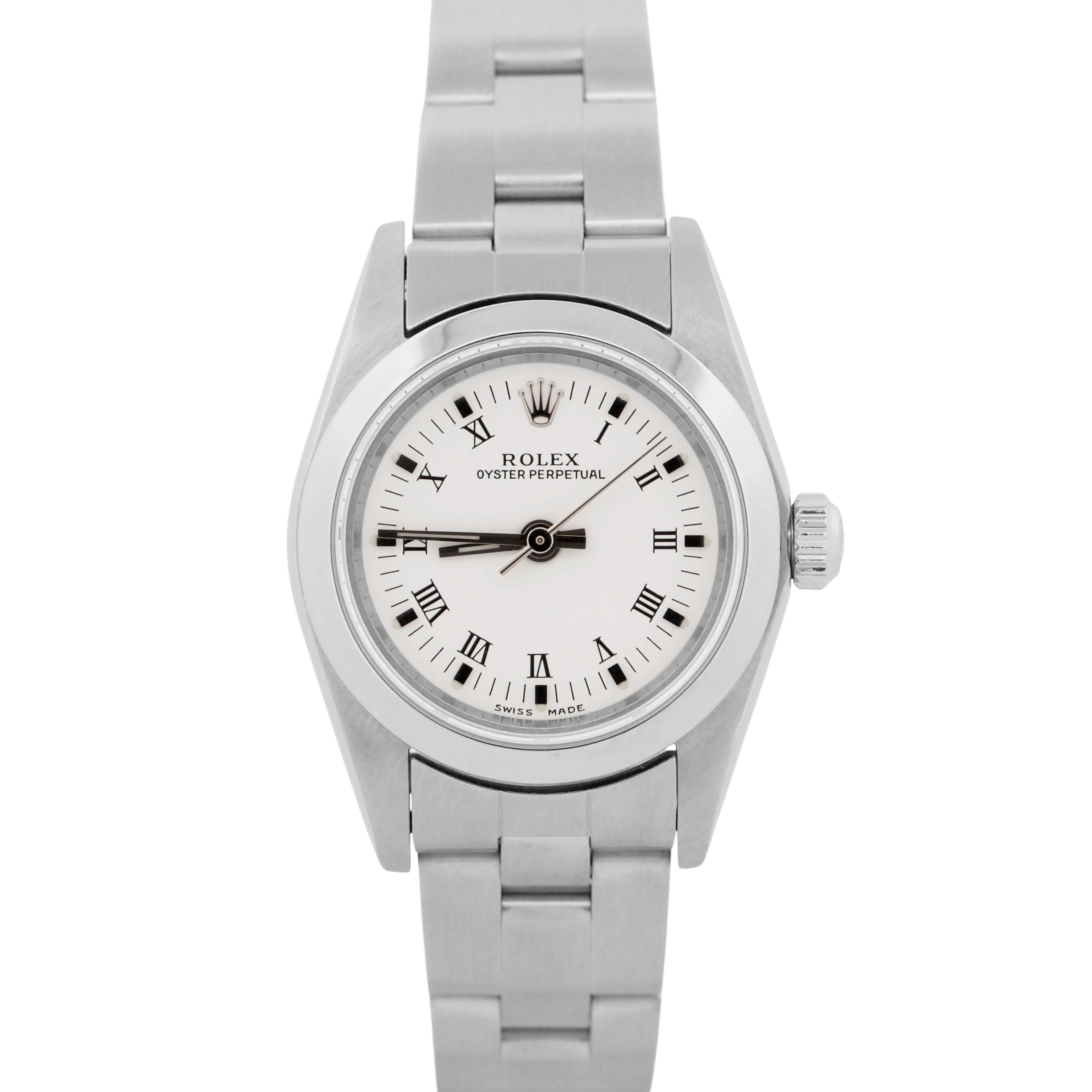 1999 Rolex Oyster Perpetual 24mm WHITE ROMAN Stainless Steel Oyster Smooth 76080