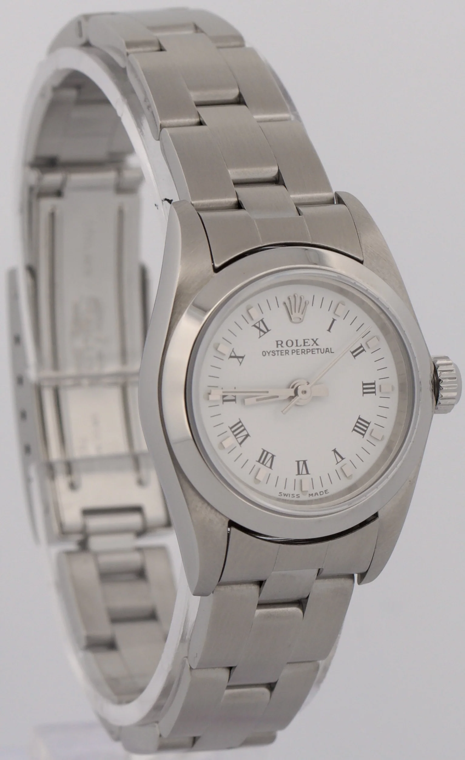 1999 Rolex Oyster Perpetual 24mm WHITE ROMAN Stainless Steel Oyster Smooth 76080 - Image 3