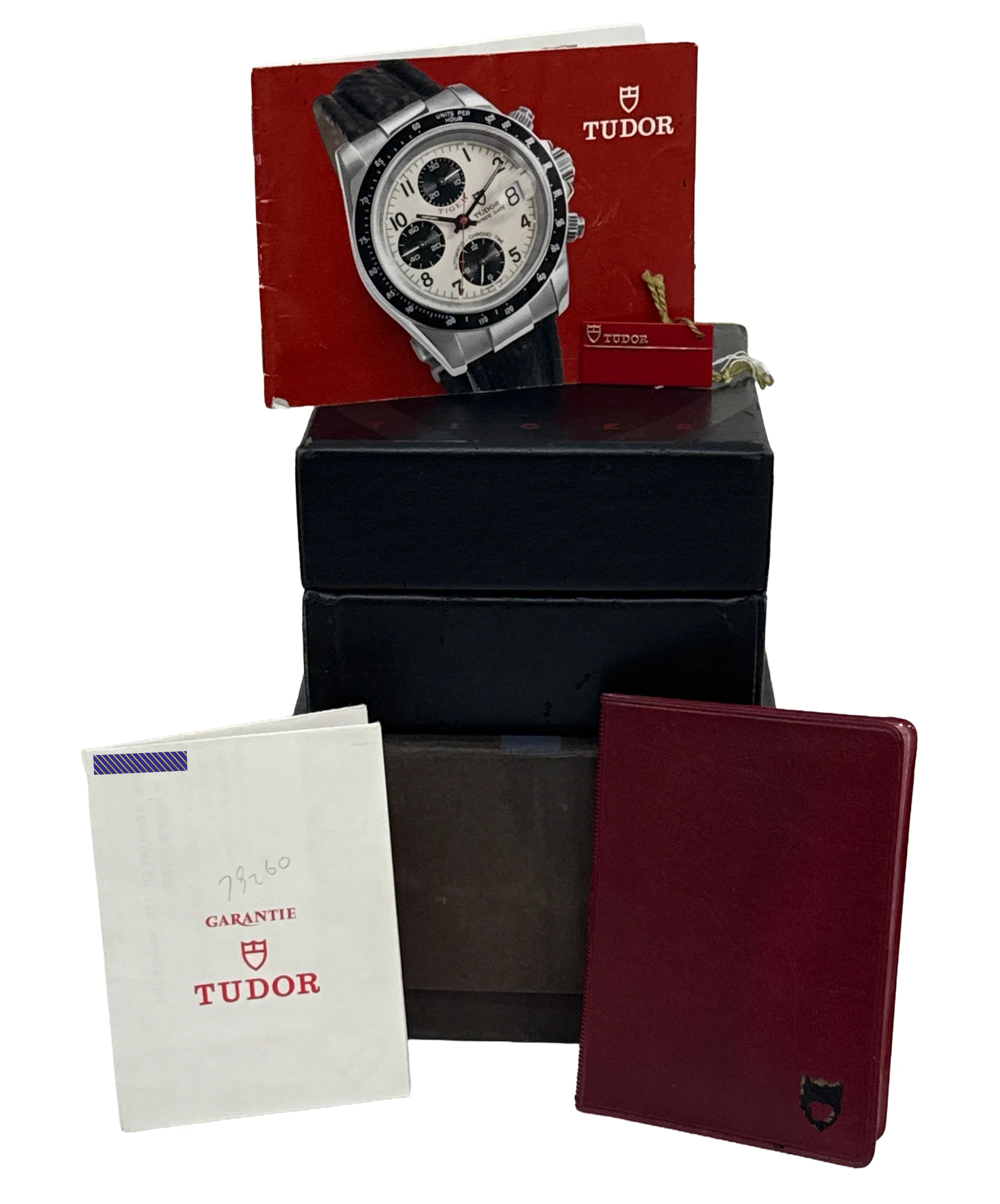1999 UNPOLISHED PAPERS Tudor Prince Date Tiger BLACK 79260 40mm Steel Watch BOX - Image 2