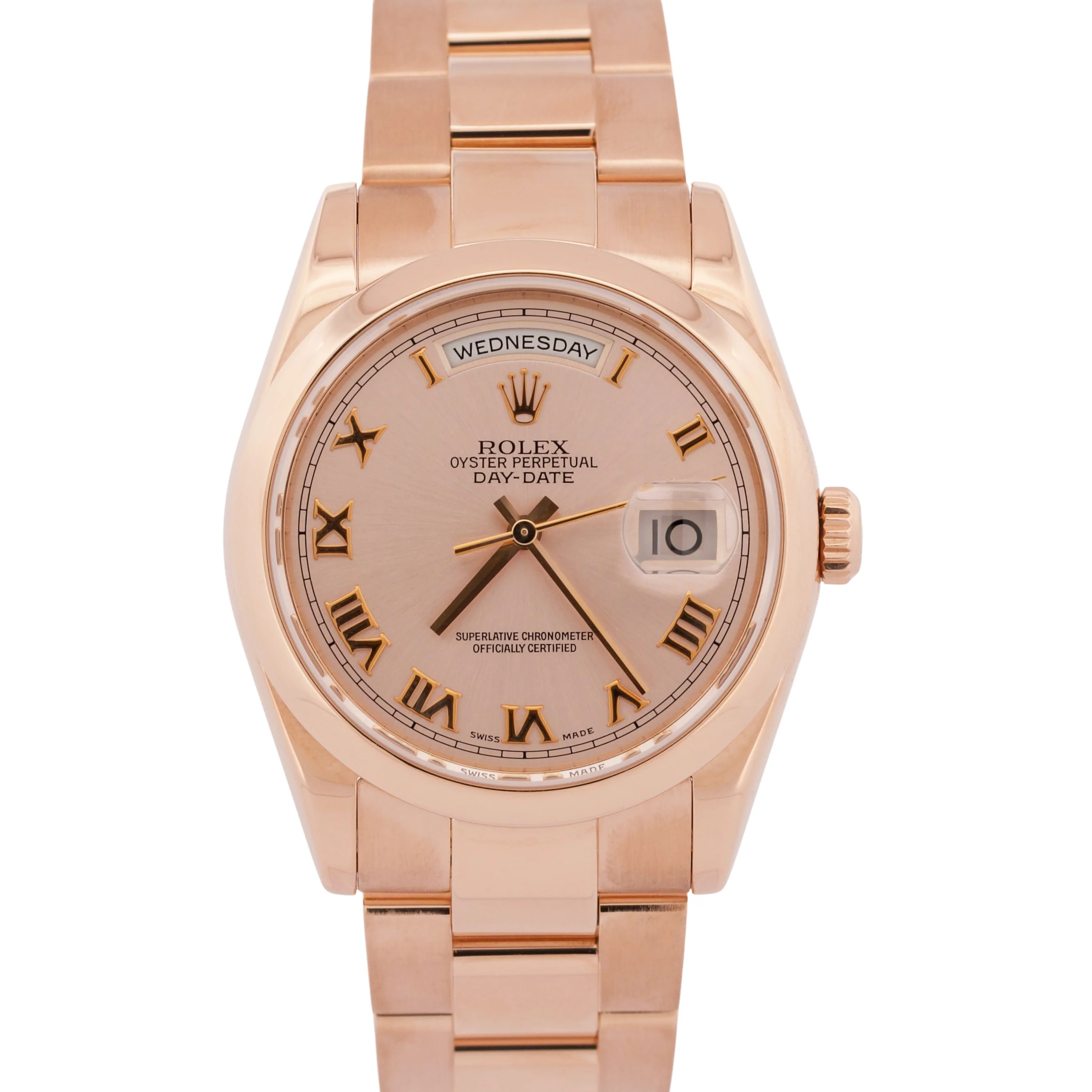 2001 PAPERS Rolex Day-Date SUNDUST ROMAN 18K Gold OYSTER 36mm RSC 118205 BOX
