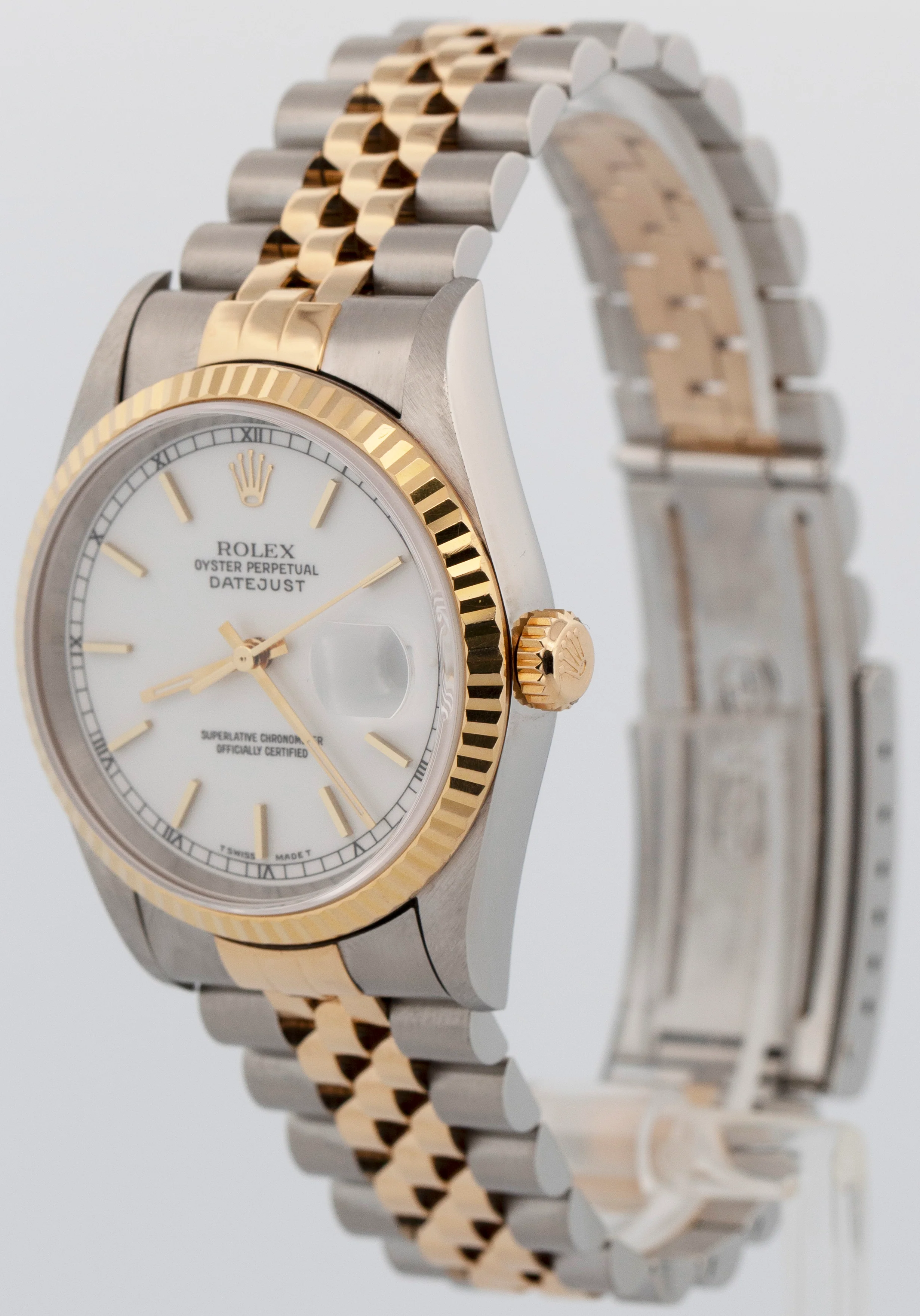 2002 Rolex DateJust 36mm White 18K Yellow Gold Stainless Steel JUBILEE 16233 - Image 3