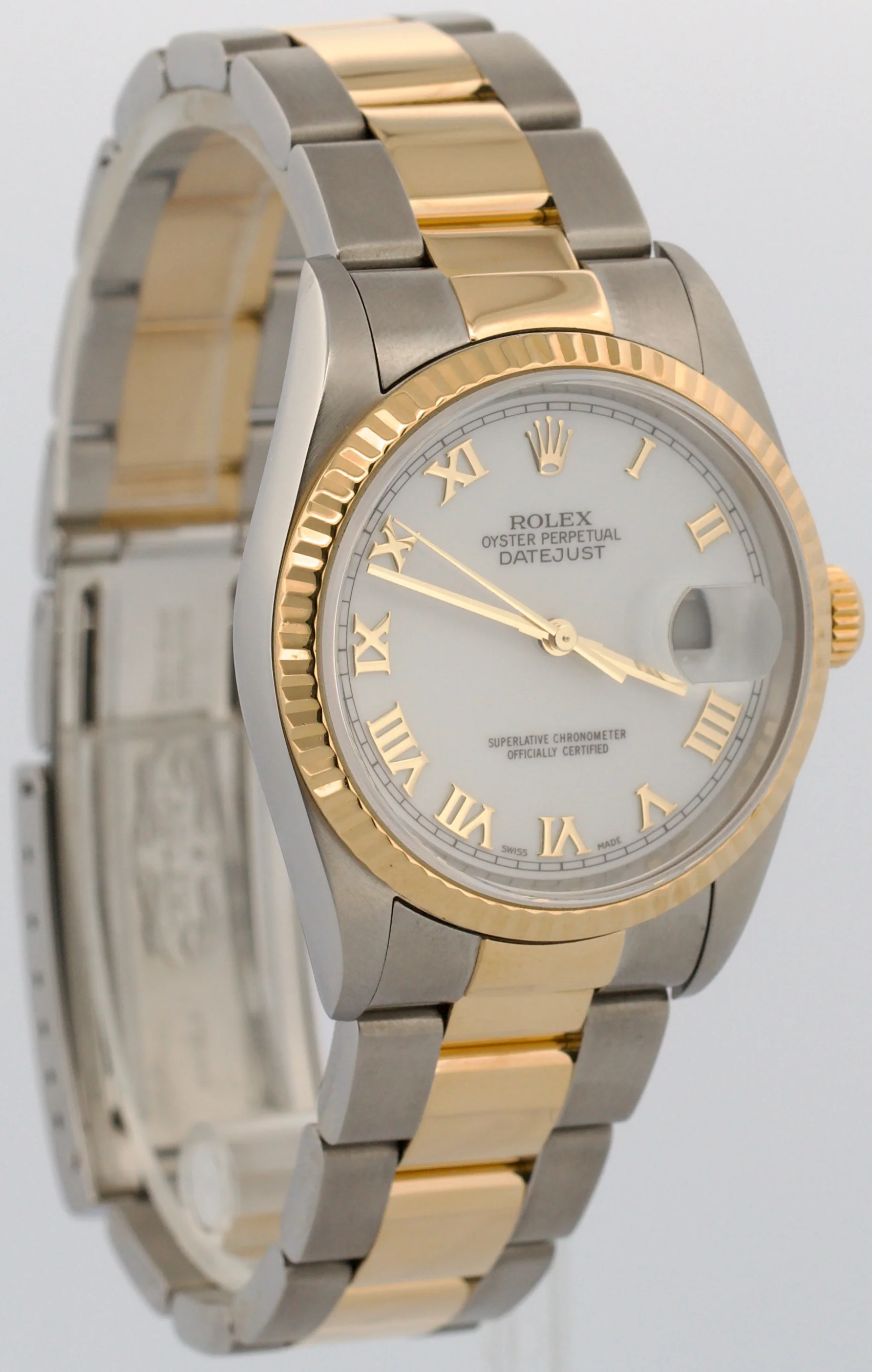 2003 PAPERS Rolex DateJust 36mm WHITE ROMAN 18K Gold Steel OYSTER 16233 BOX - Image 4