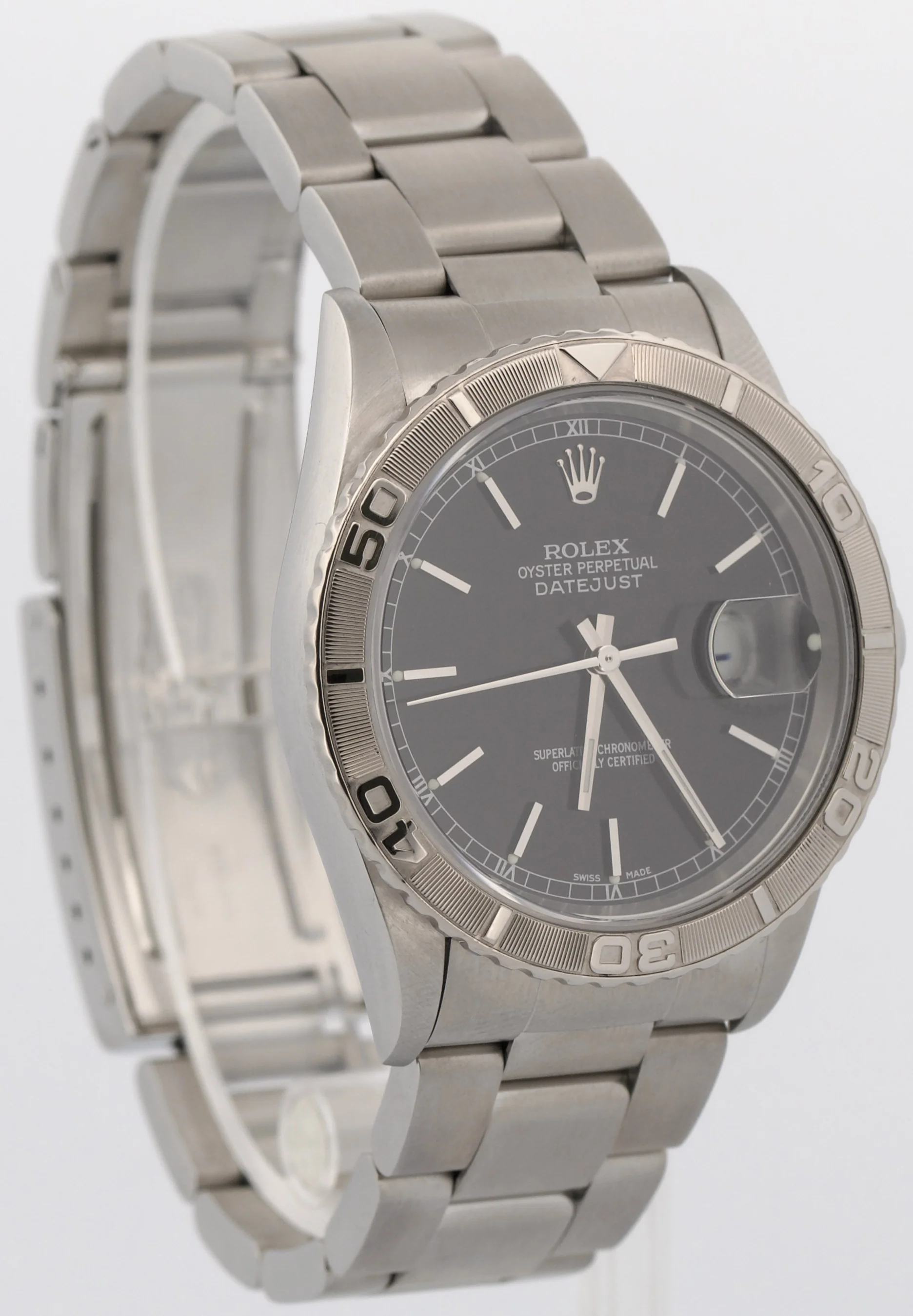 2004 PAPERS Rolex DateJust 36mm BLACK Steel OYSTER Engine-Turned 16264 Watch BOX - Image 4