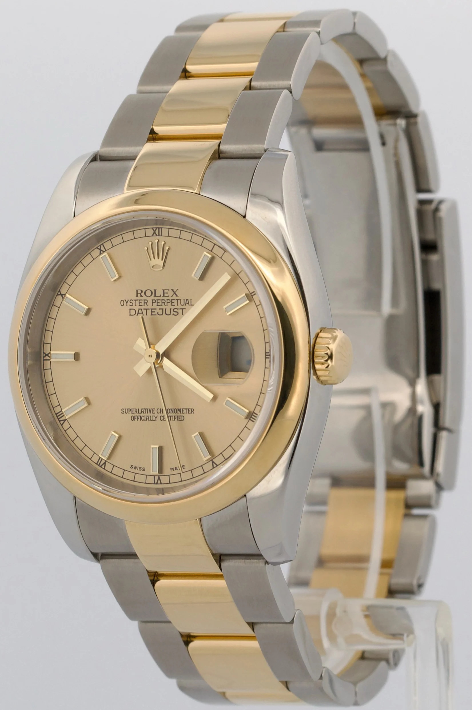 2005 PAPERS Rolex DateJust 36mm CHAMPAGNE 18K Gold Steel OYSTER 116203 BOX - Image 3