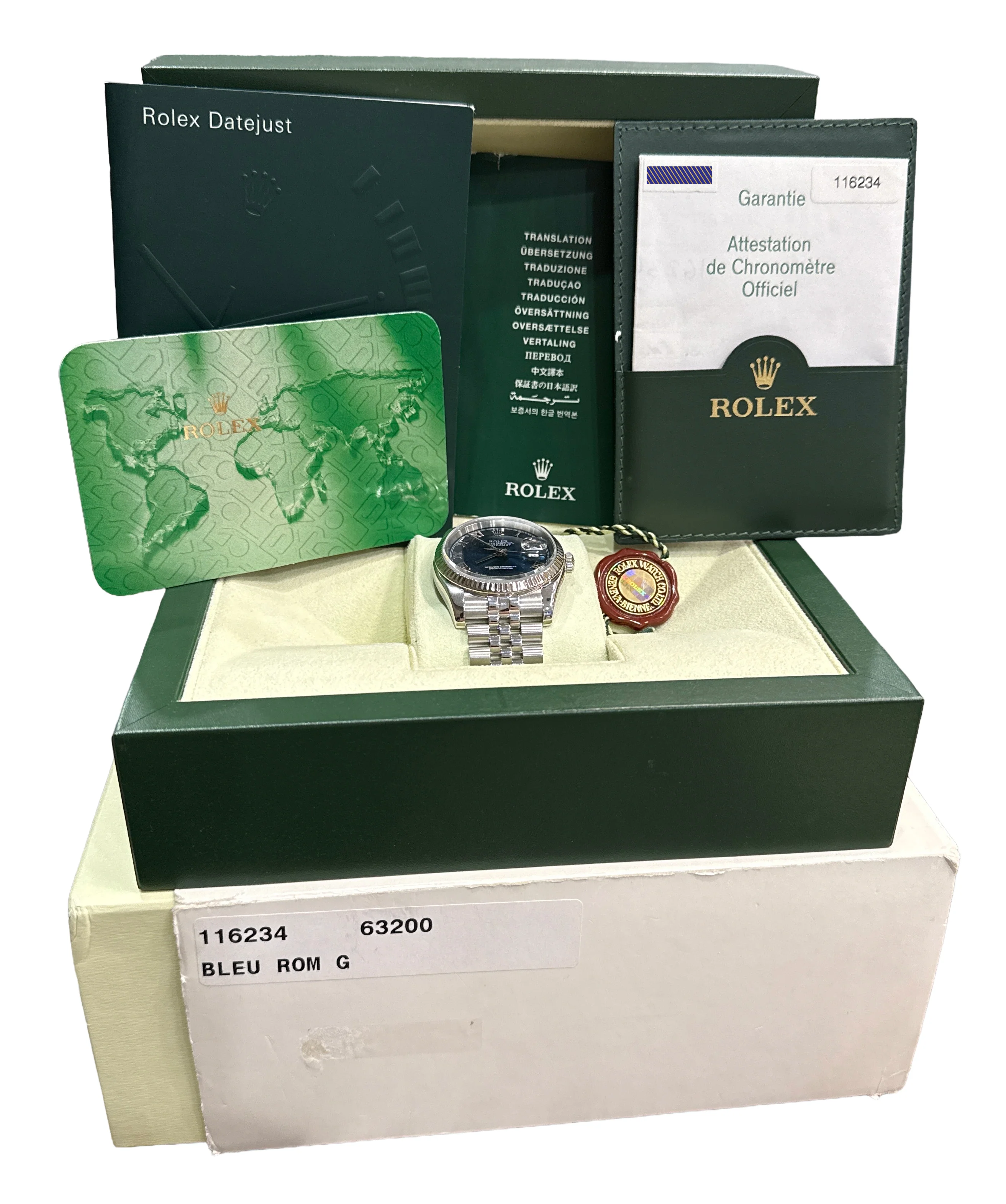2006 PAPERS Rolex DateJust 36mm BLUE ROMAN 18K Gold Steel JUBILEE 18K 116234 BOX - Image 2