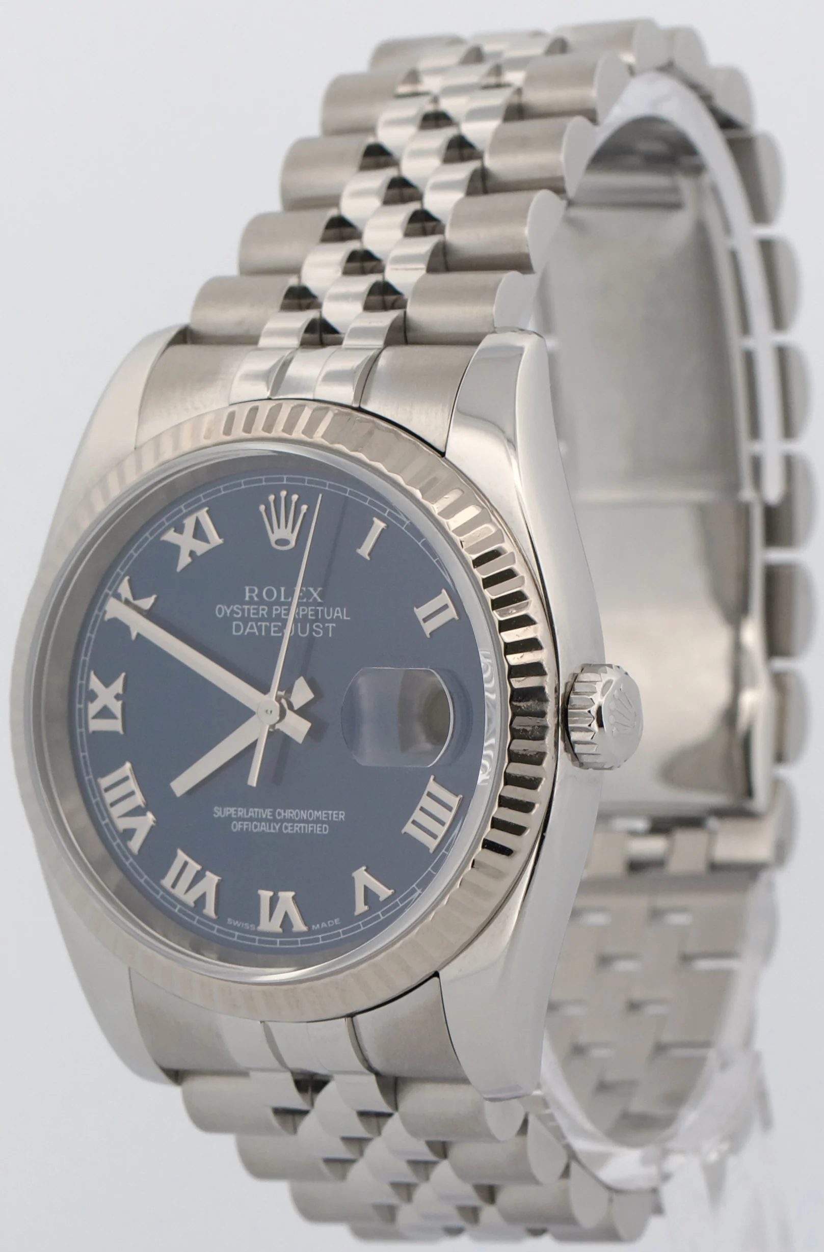 2006 PAPERS Rolex DateJust 36mm BLUE ROMAN 18K Gold Steel JUBILEE 18K 116234 BOX - Image 3