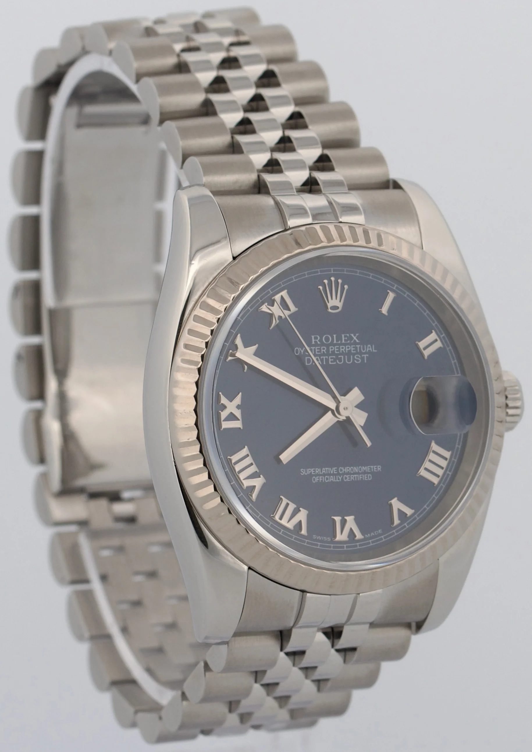2006 PAPERS Rolex DateJust 36mm BLUE ROMAN 18K Gold Steel JUBILEE 18K 116234 BOX - Image 4
