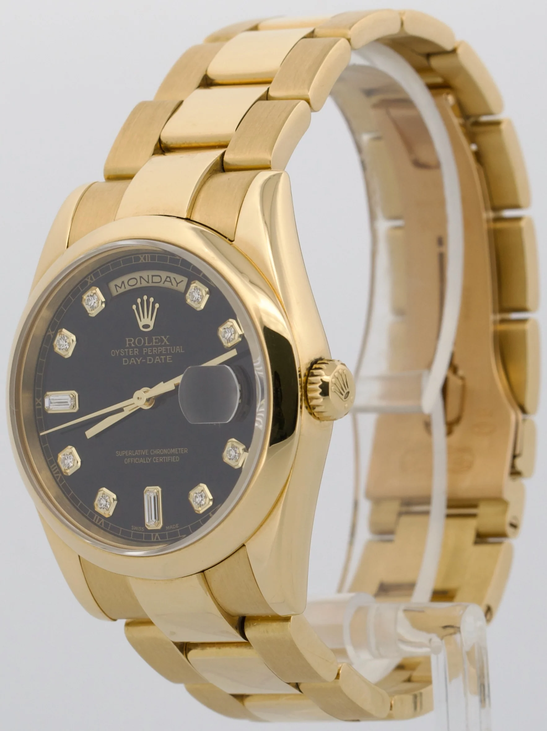 2006 PAPERS Rolex Day-Date BLACK DIAMOND 18K Gold OYSTER 36mm 118208 BOX - Image 3