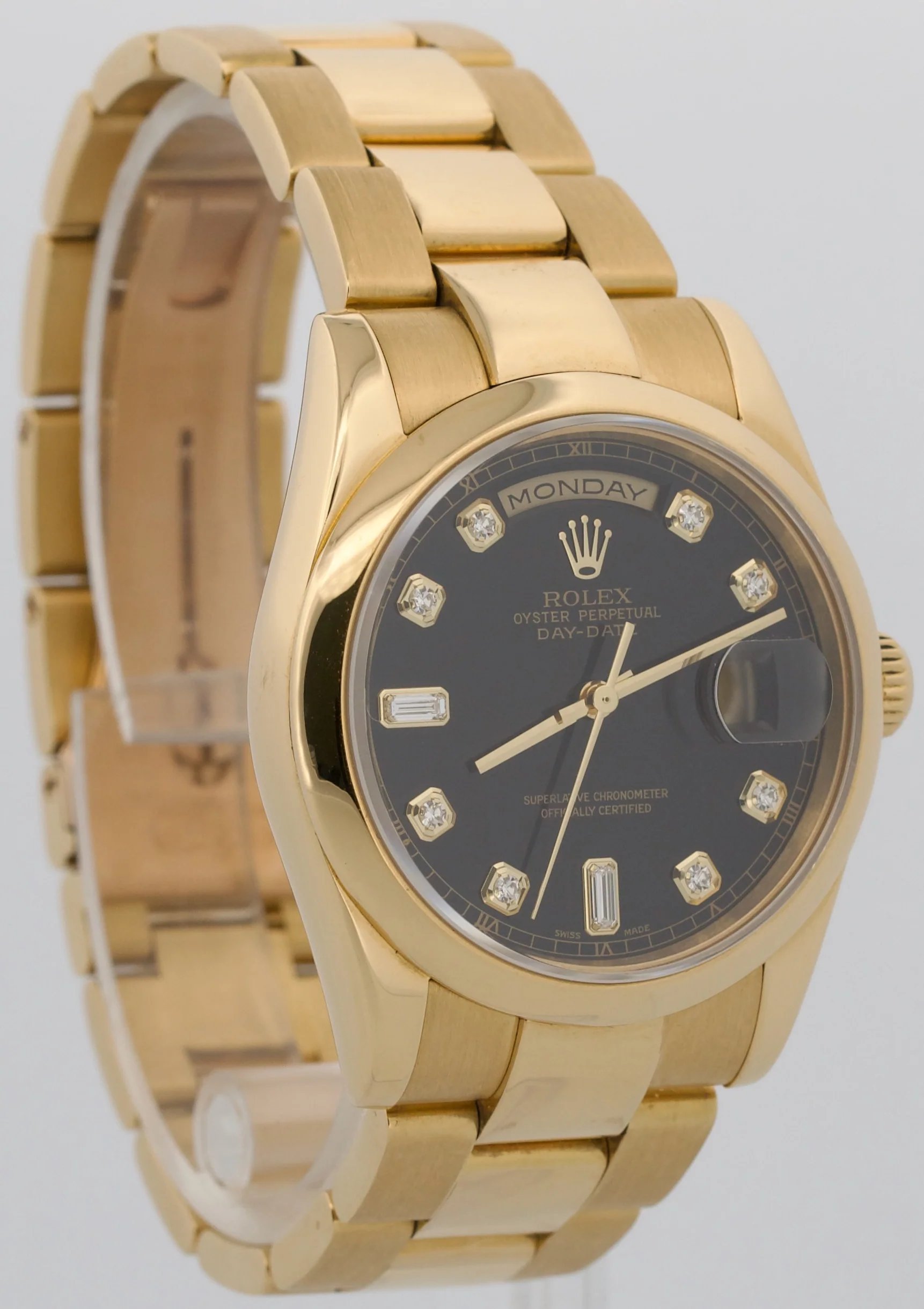 2006 PAPERS Rolex Day-Date BLACK DIAMOND 18K Gold OYSTER 36mm 118208 BOX - Image 4