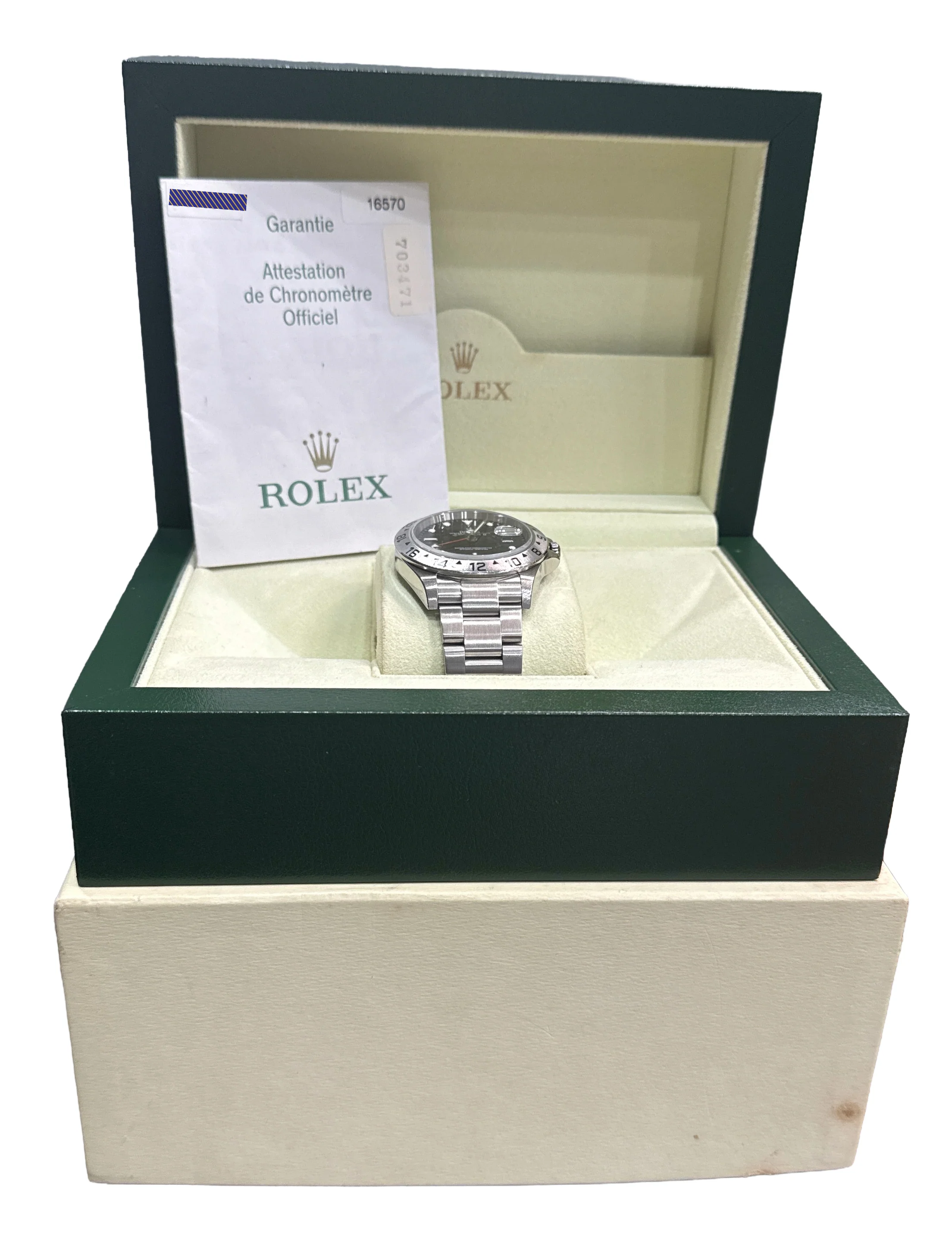 2006 PAPERS Rolex Explorer II 40mm BLACK Stainless Steel 16570 NO-HOLES BOX - Image 2