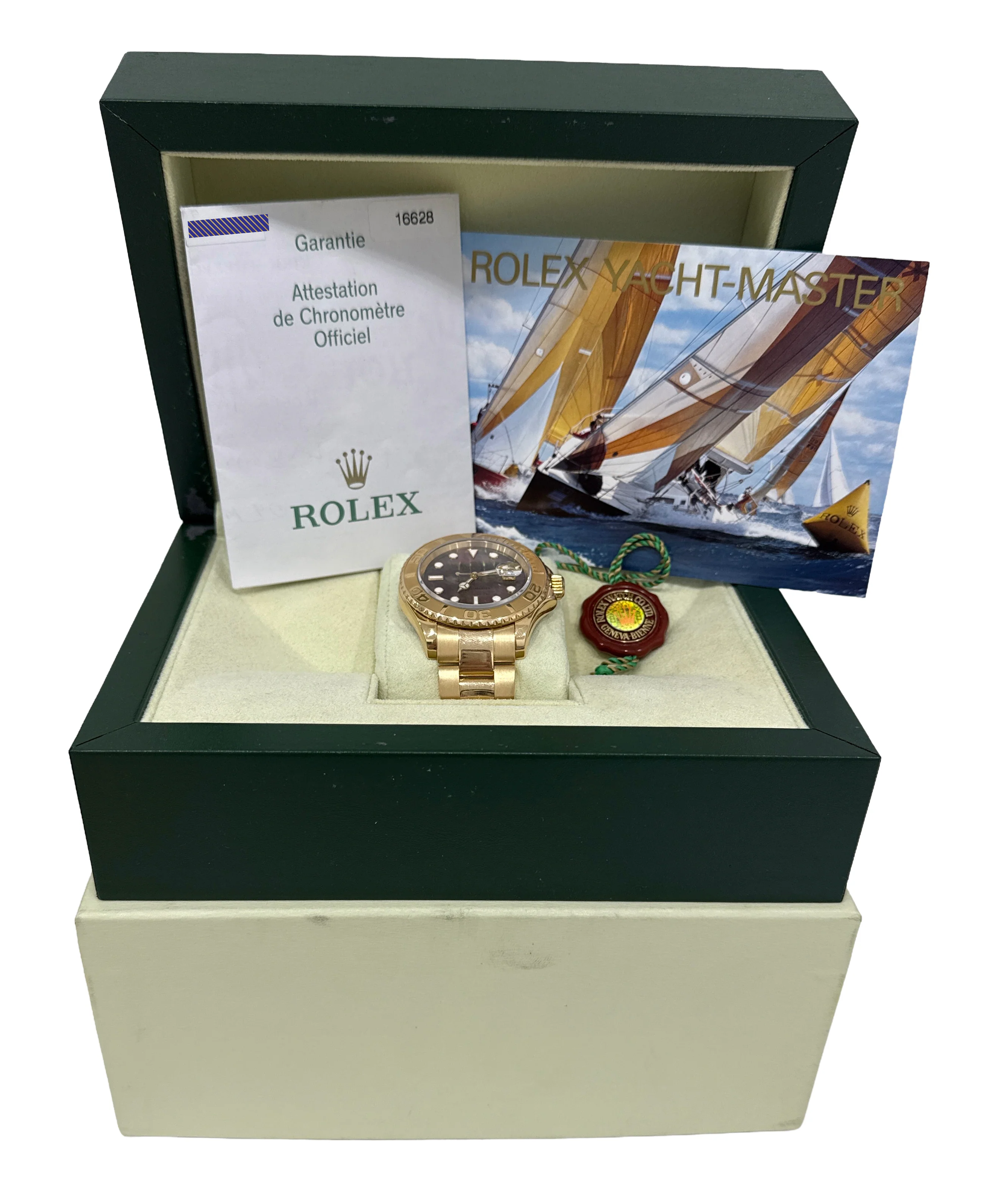 2008 PAPERS Rolex Yacht-Master 40mm MOP 18K Yellow Gold NO-HOLES 16628 Watch BOX - Image 2
