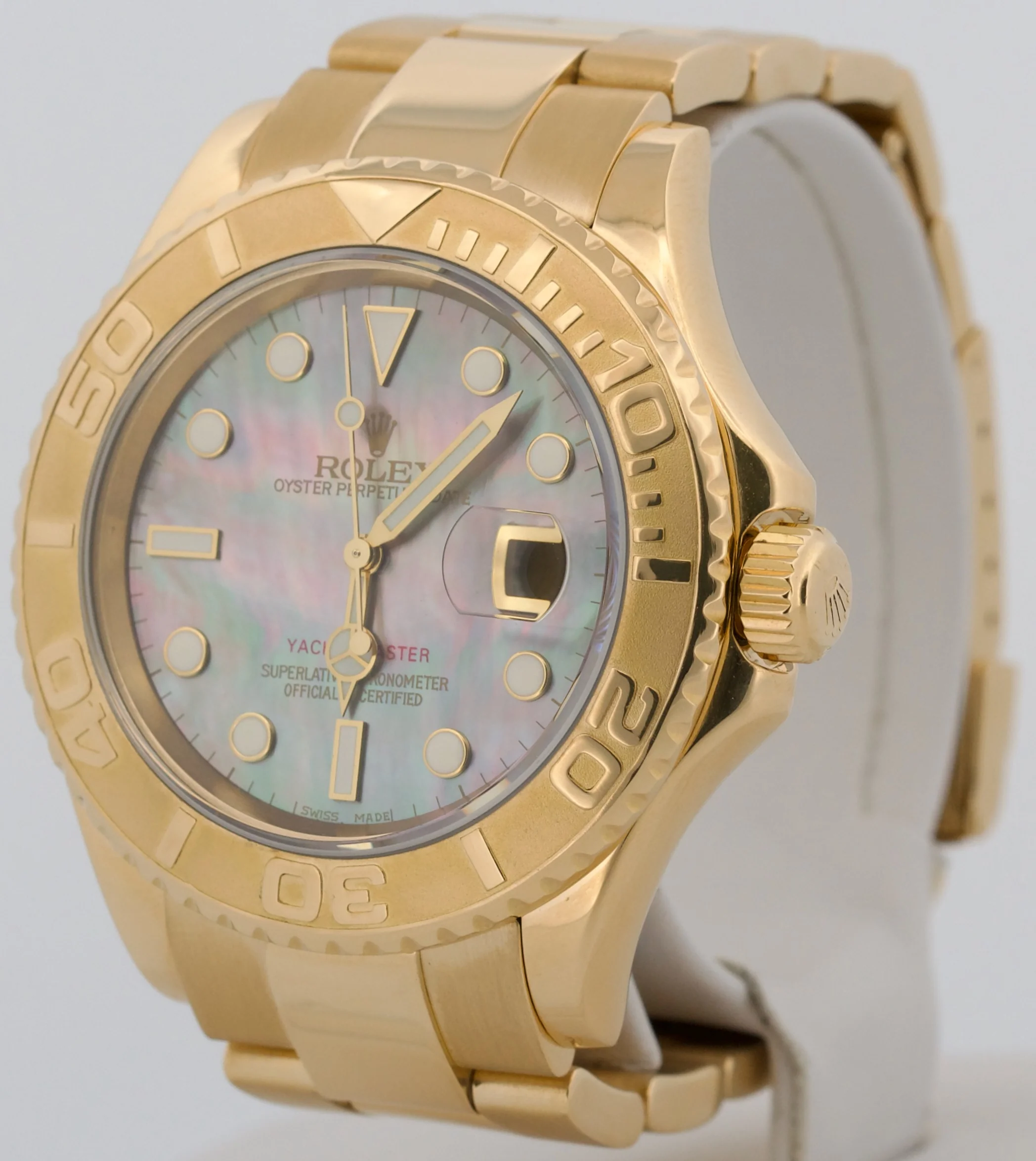 2008 PAPERS Rolex Yacht-Master 40mm MOP 18K Yellow Gold NO-HOLES 16628 Watch BOX - Image 3