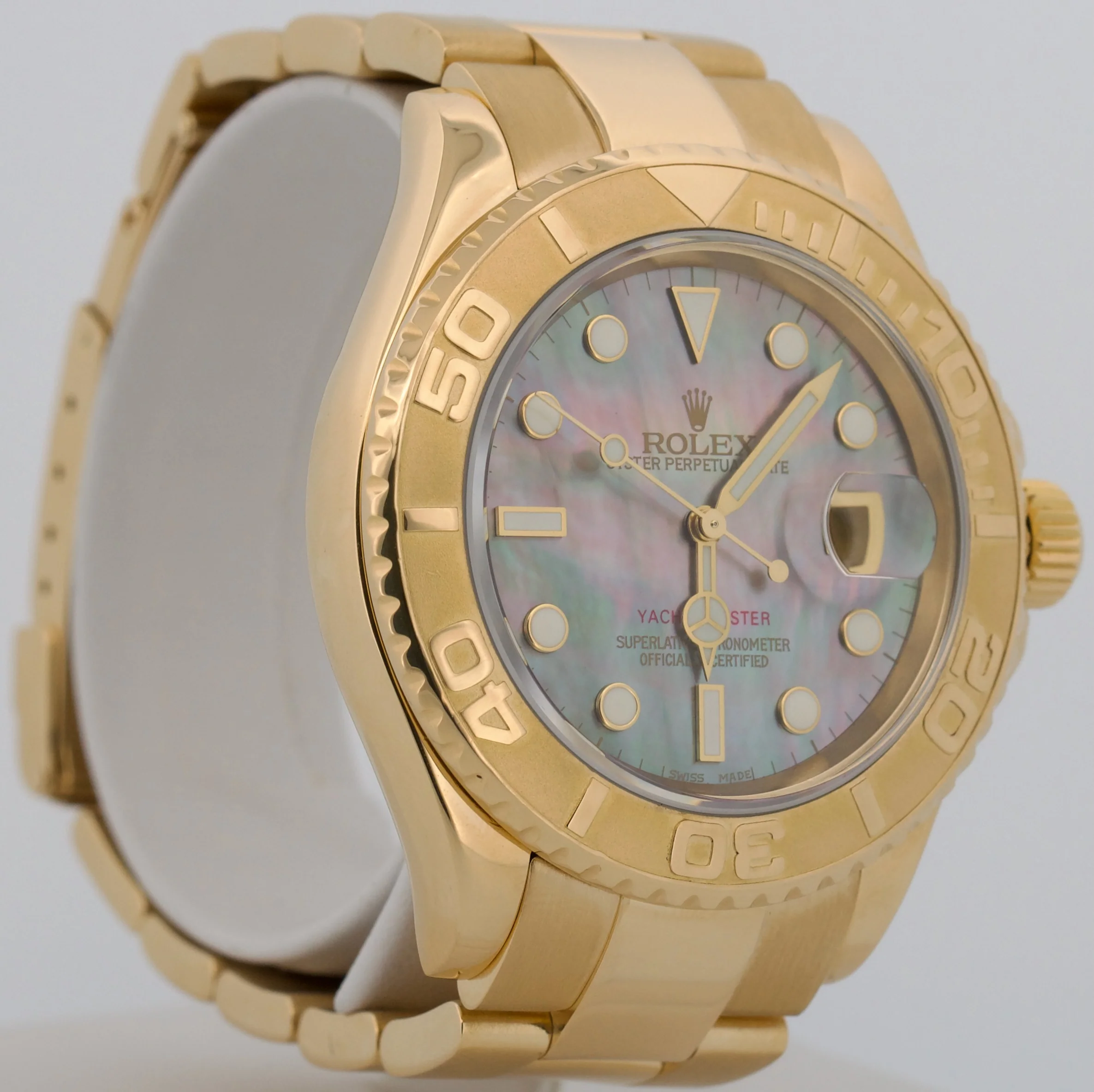2008 PAPERS Rolex Yacht-Master 40mm MOP 18K Yellow Gold NO-HOLES 16628 Watch BOX - Image 4