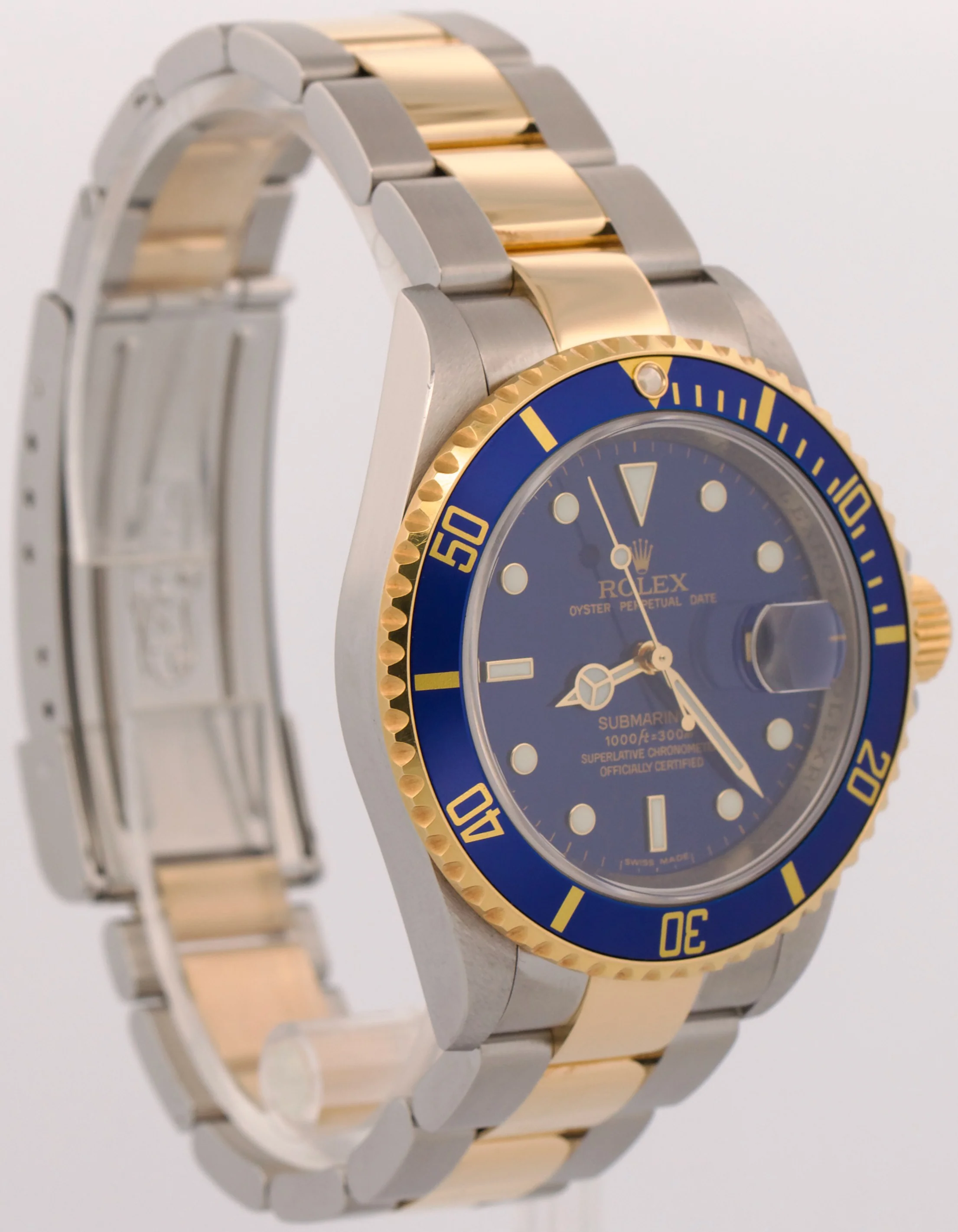 2009 PAPERS Rolex Submariner Date 40mm BLUE 18K Steel No-Holes REHAUT 16613 BOX - Image 4